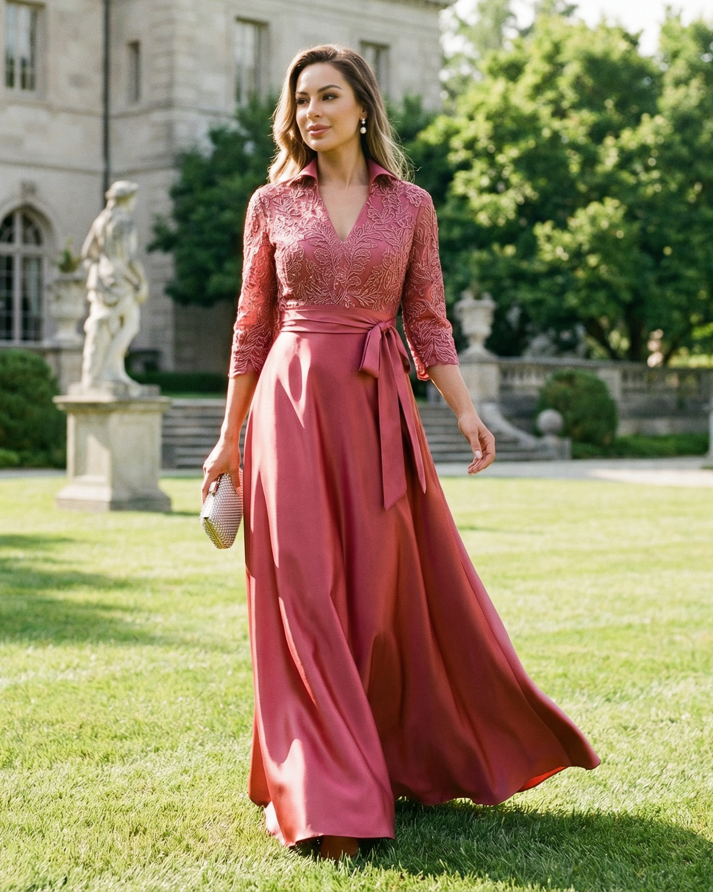 3/4 Sleeves A Line Appliques Mother of the Bride Dresses