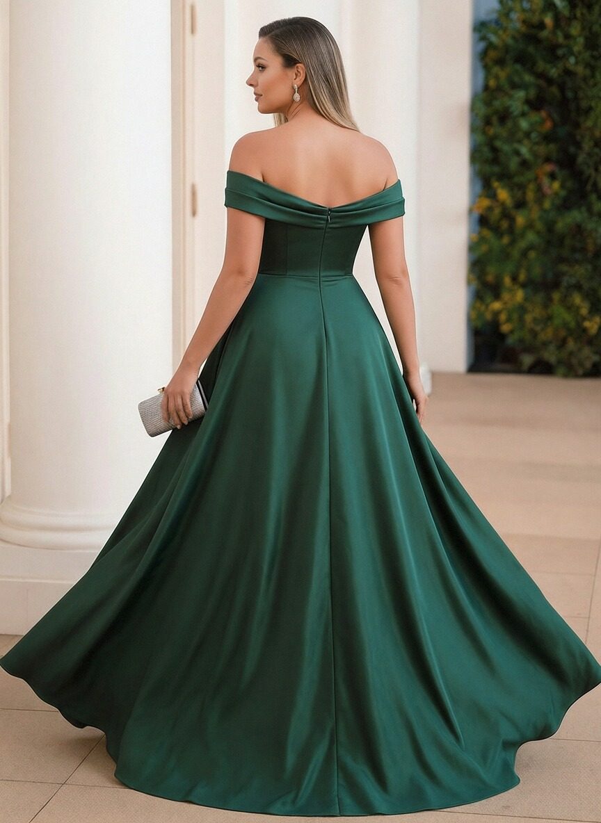 Off Shoulder A Line Satin Mother of the Bride Dresses