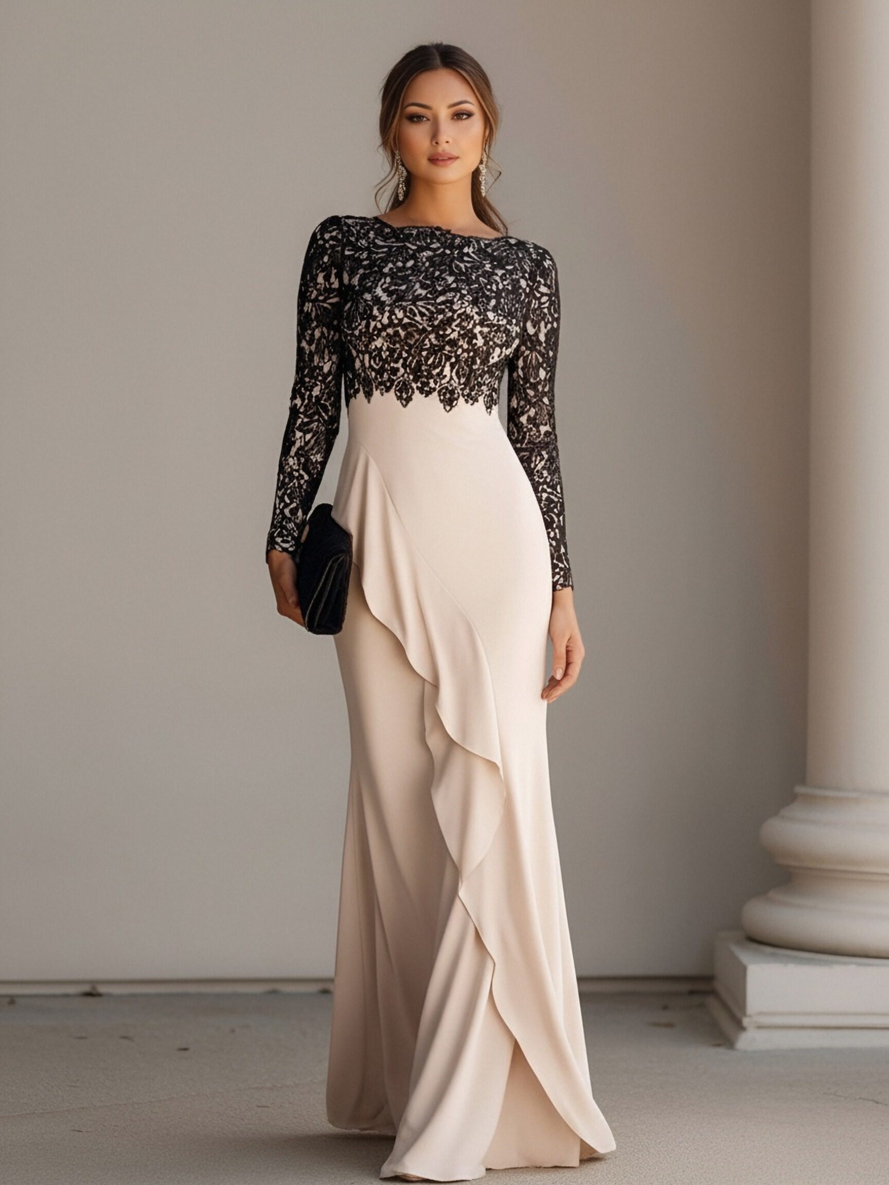Long Sleeves Appliques Lace Mother of the Bride Dresses
