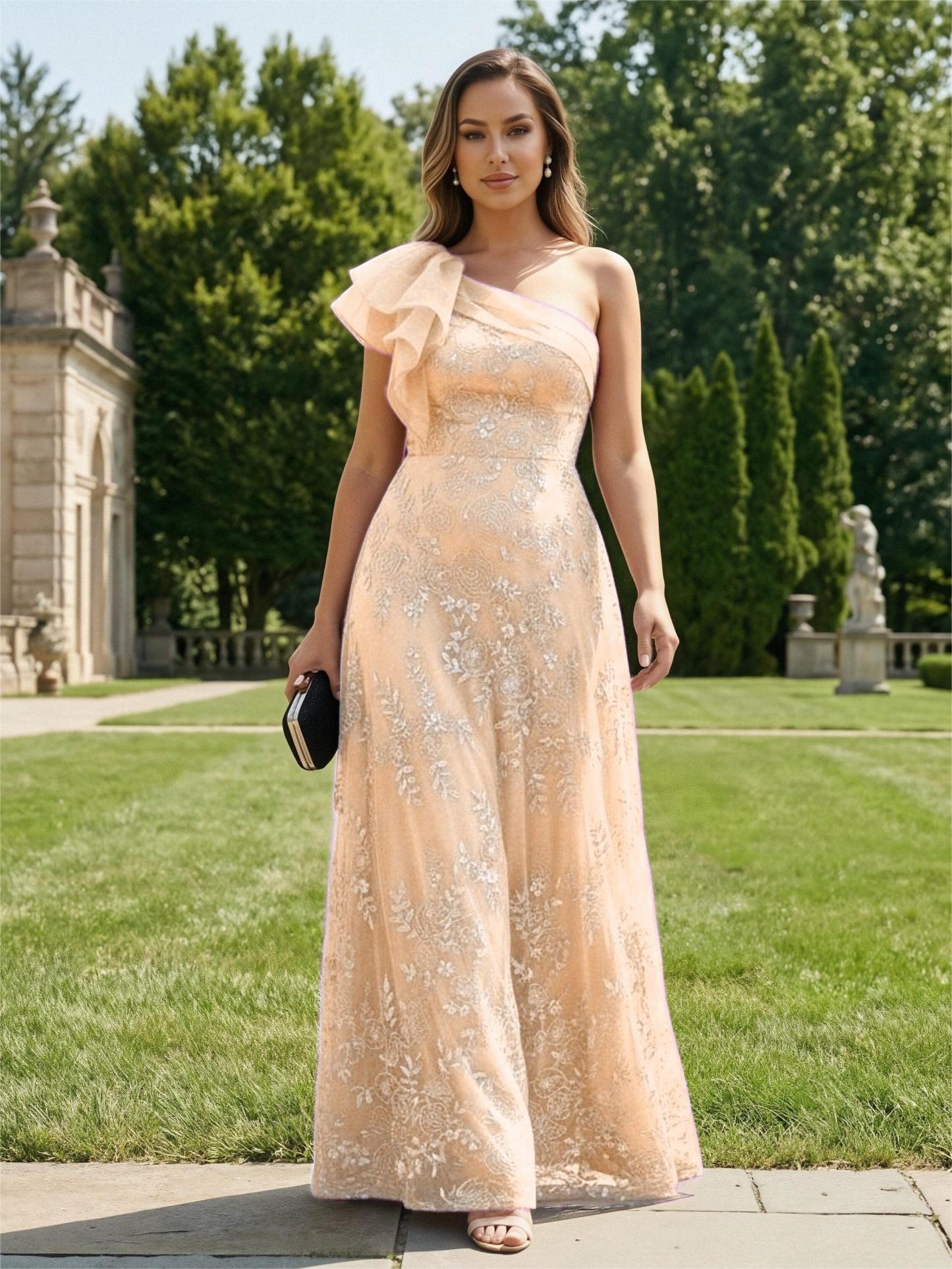 One Shoulder Tulle Mother of the Bride Dresses