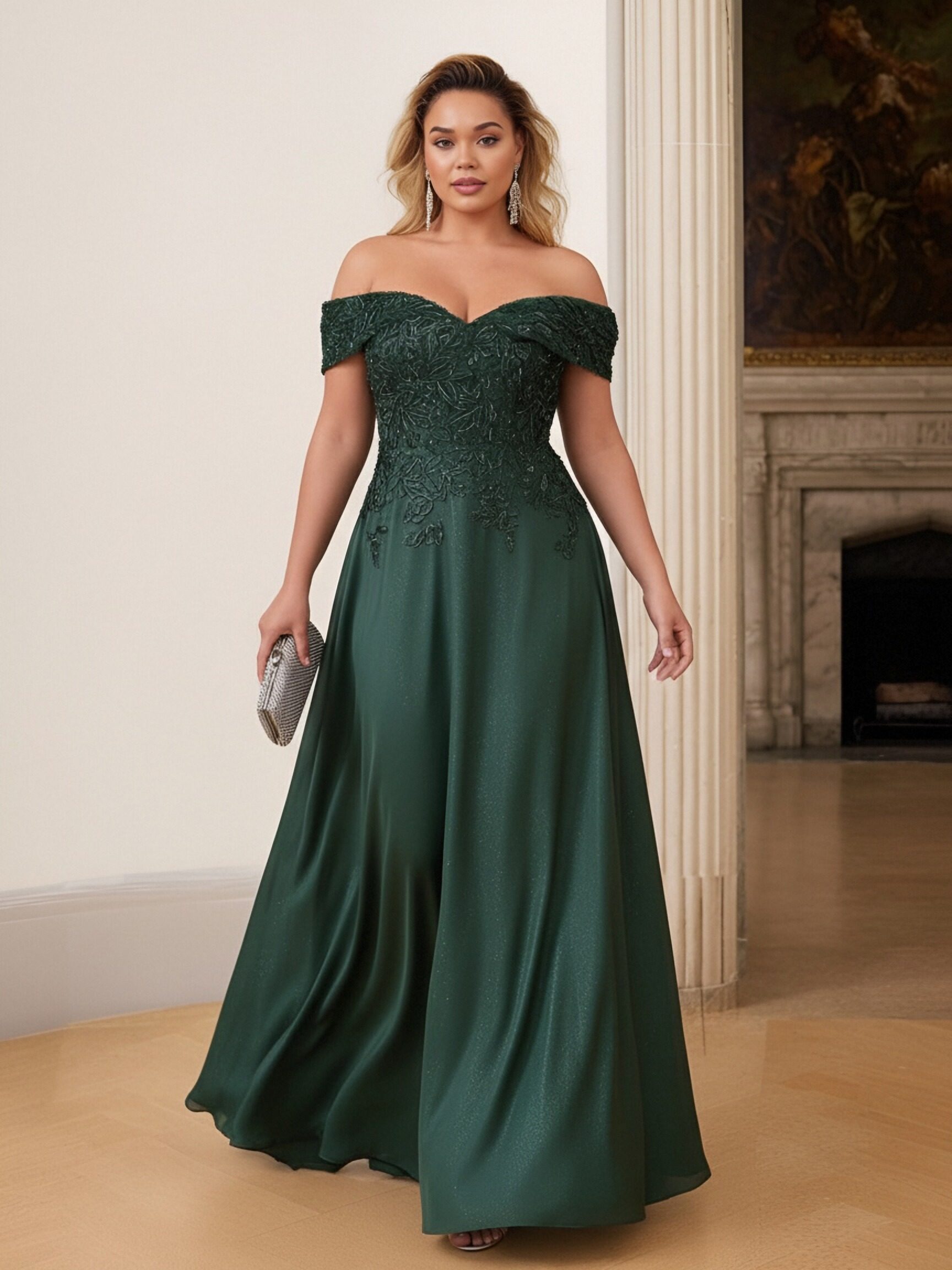 Off Shoulder Satin Mother of the Bride Dresses