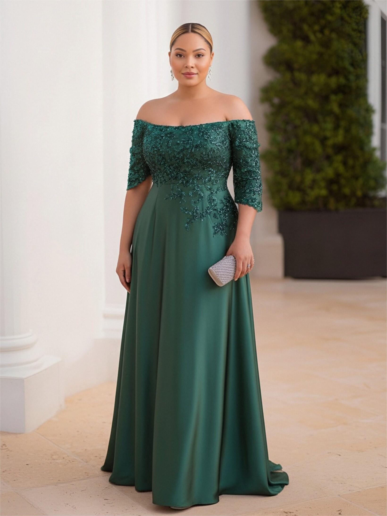 Off Shoulder Satin Mother of the Bride Dresses