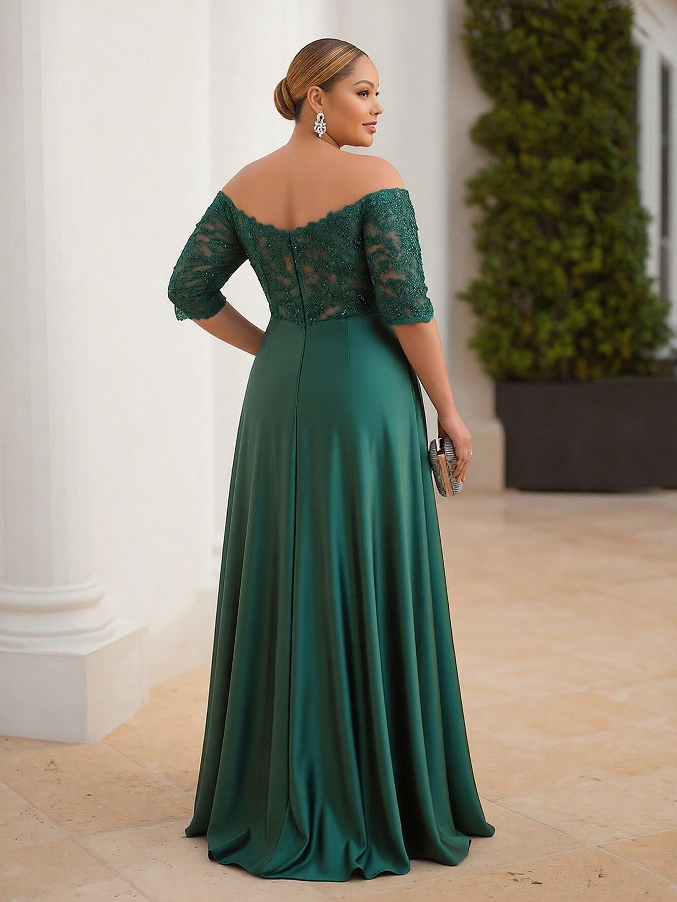 Off Shoulder Satin Mother of the Bride Dresses