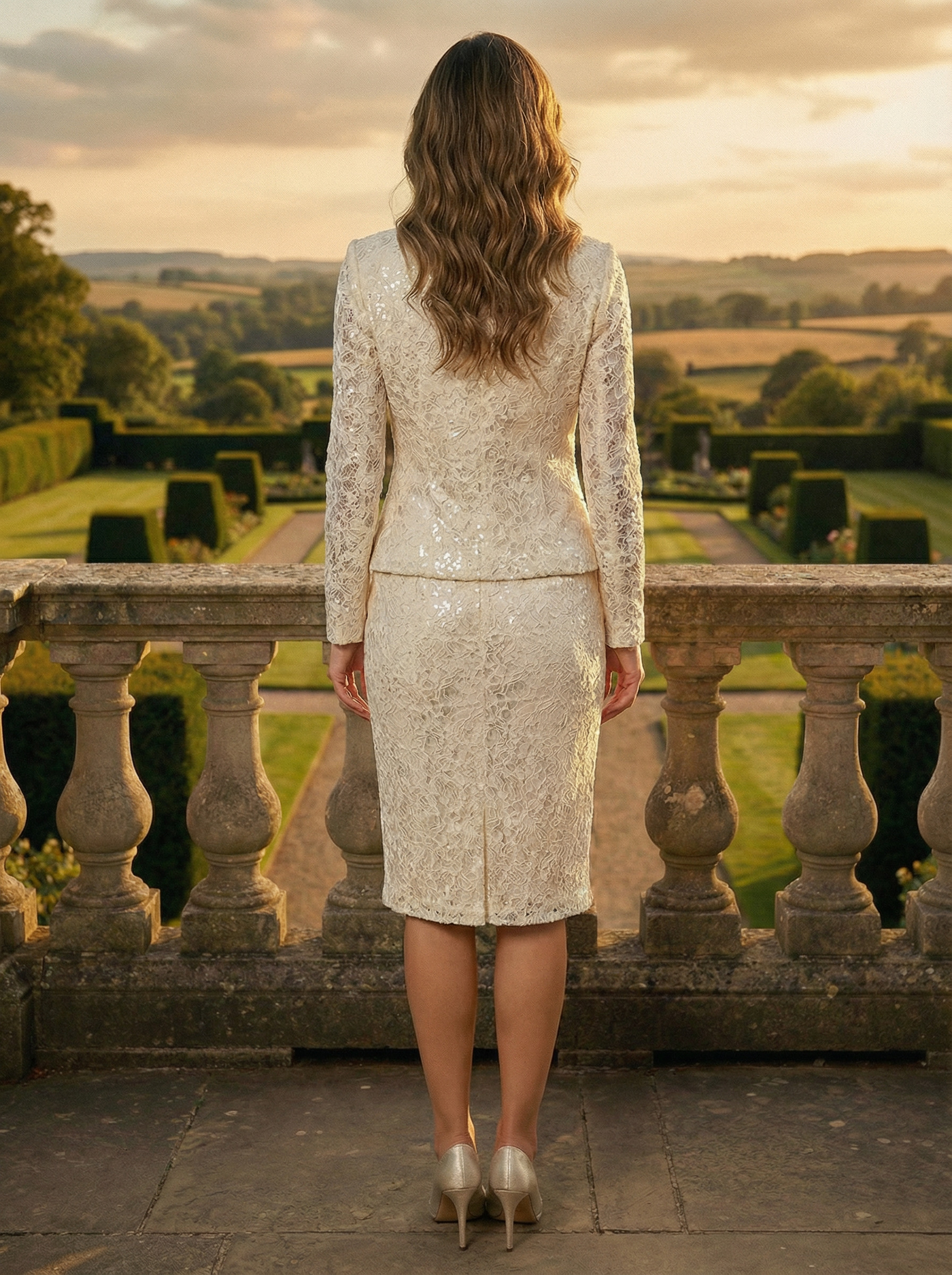 2 Pieces Long Sleeves Appliques Mother of the Bride Dresses