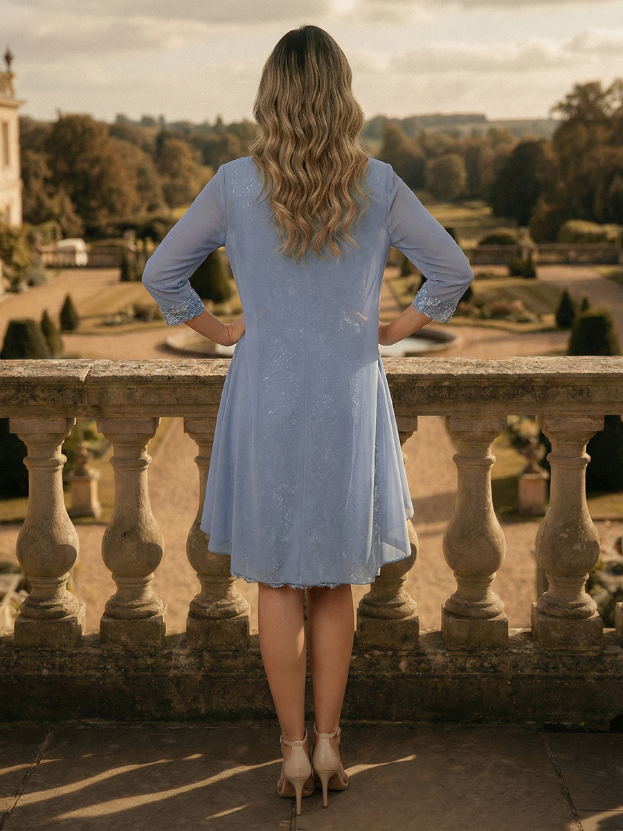 2 Pieces Appliques Chiffon Mother of the Bride Dresses