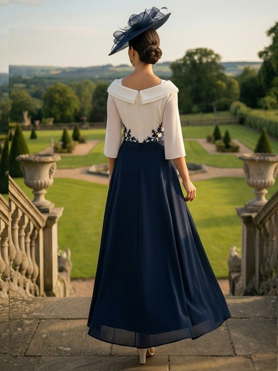 V Neck Appliques Chiffon Mother of the Bride Dresses