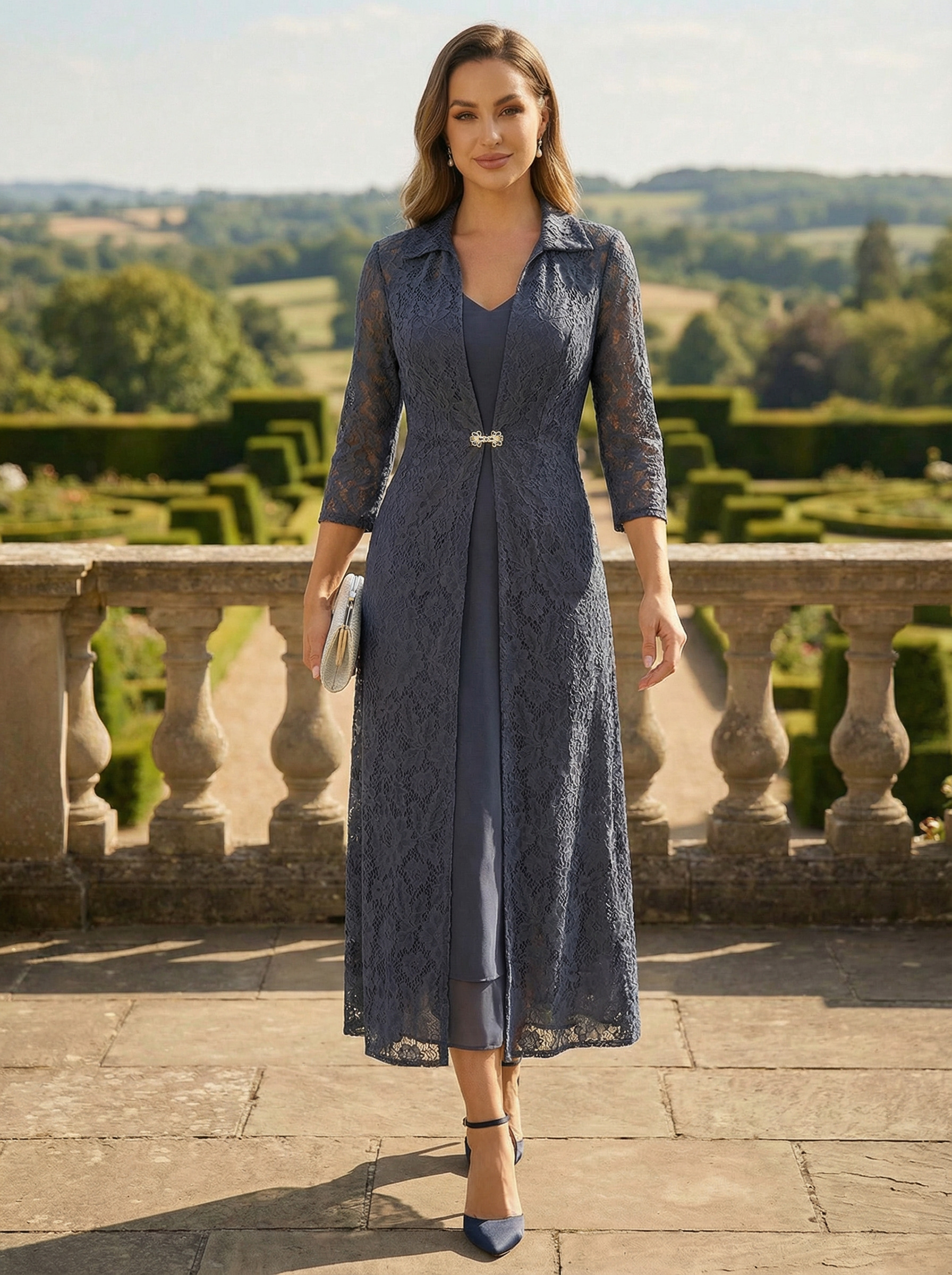 V Neck Appliques Chiffon Mother of the Bride Dresses