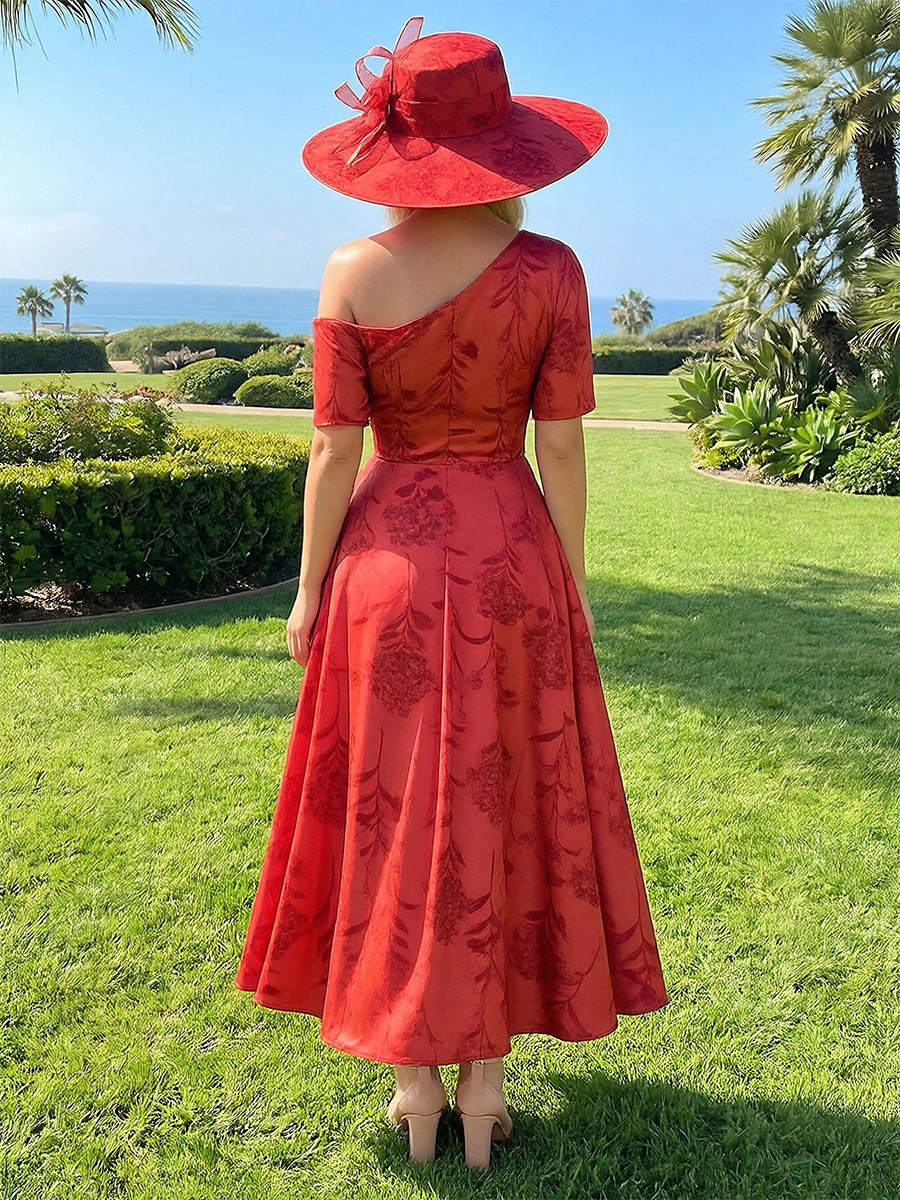 Off the Shoulder Satin A Line Mother of the Bride Dresses with Floral