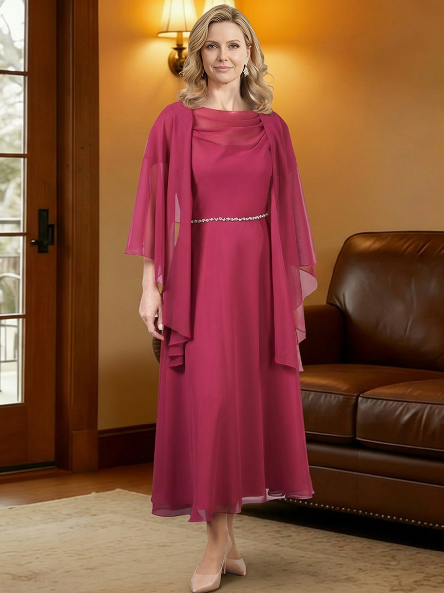 Cowl Neck Chiffon Mother of the Bride Dresses