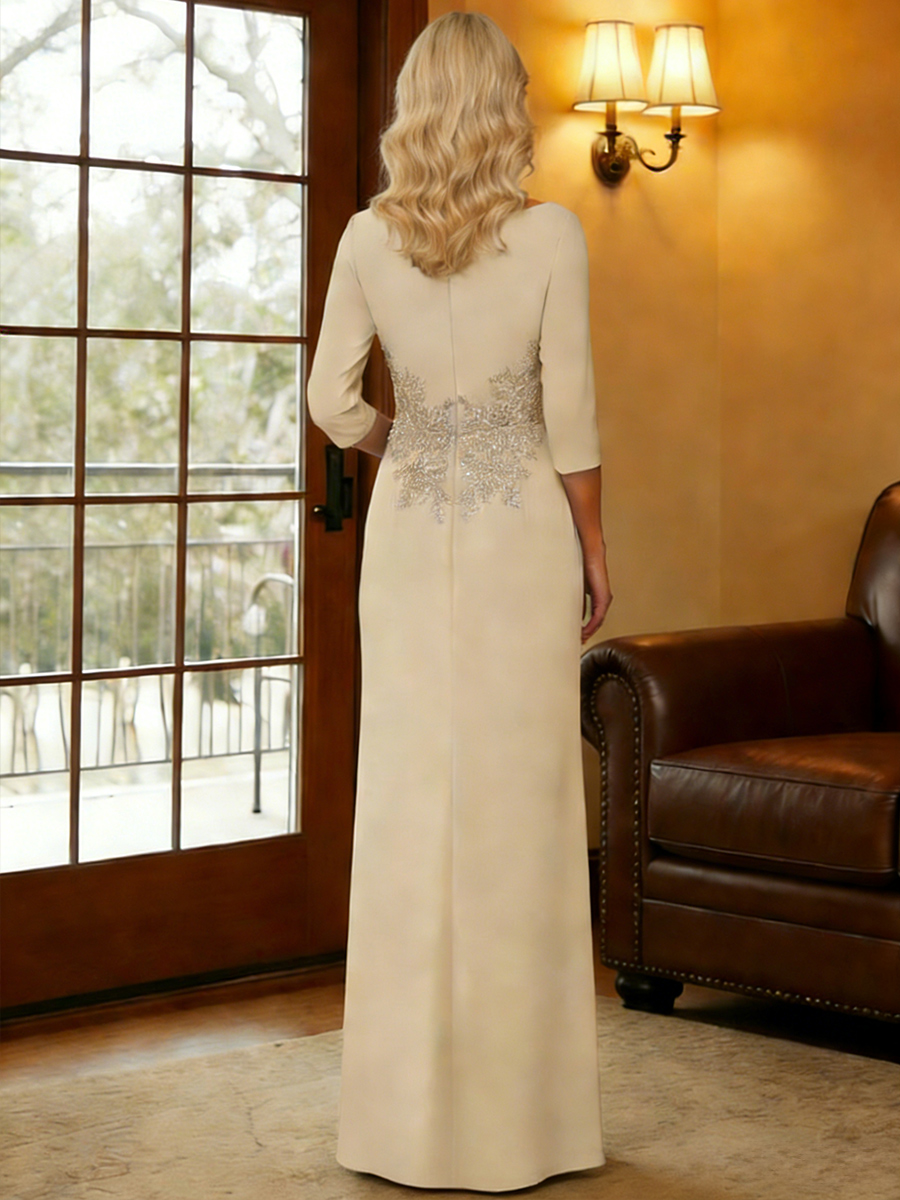 Scoop Neck Chiffon Applique Mother of the Bride Dresses