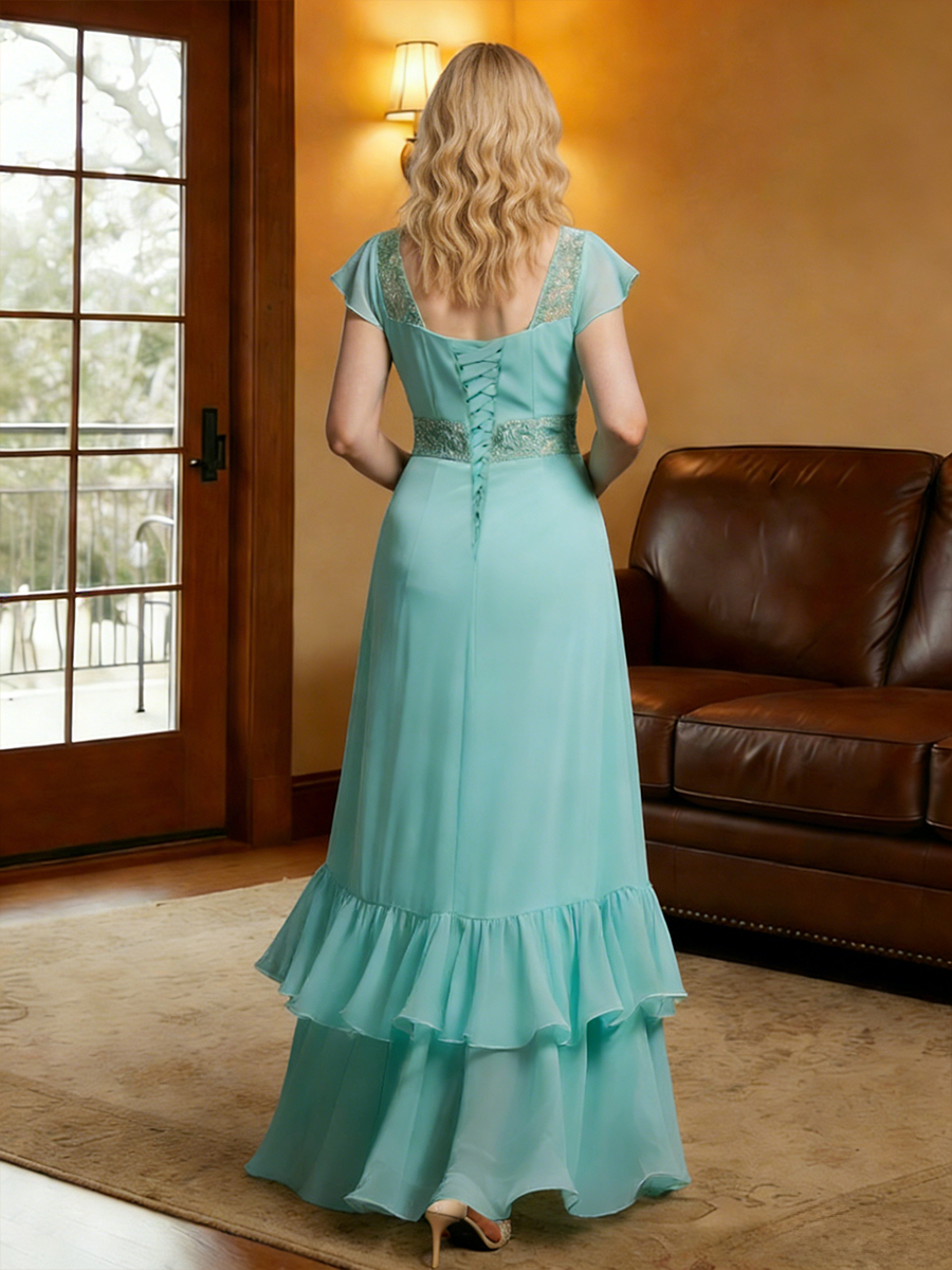 V Neck Chiffon Ruffles Mother of the Bride Dresses