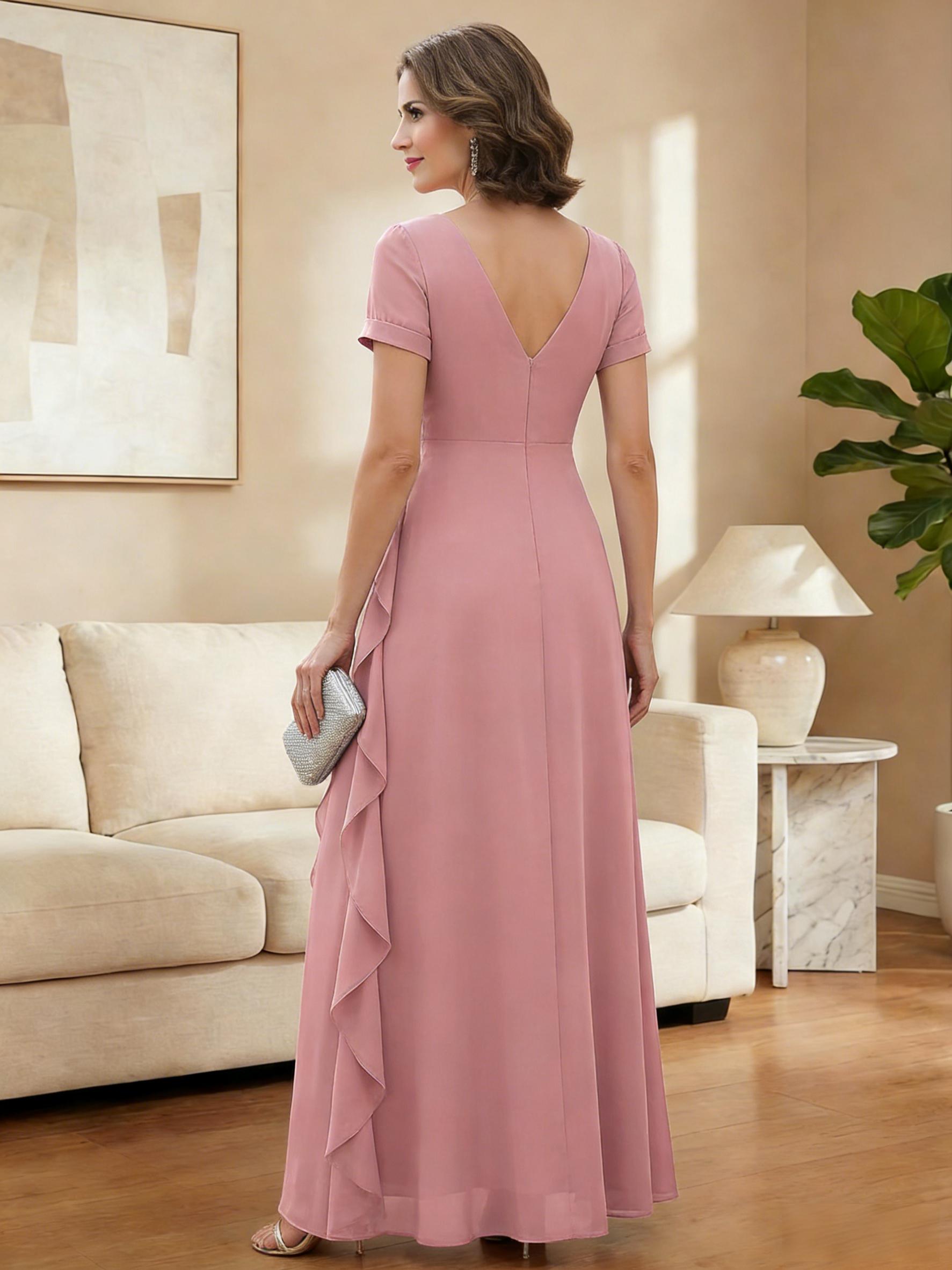 V Neck Chiffon Ruffles Mother of the Bride Dresses