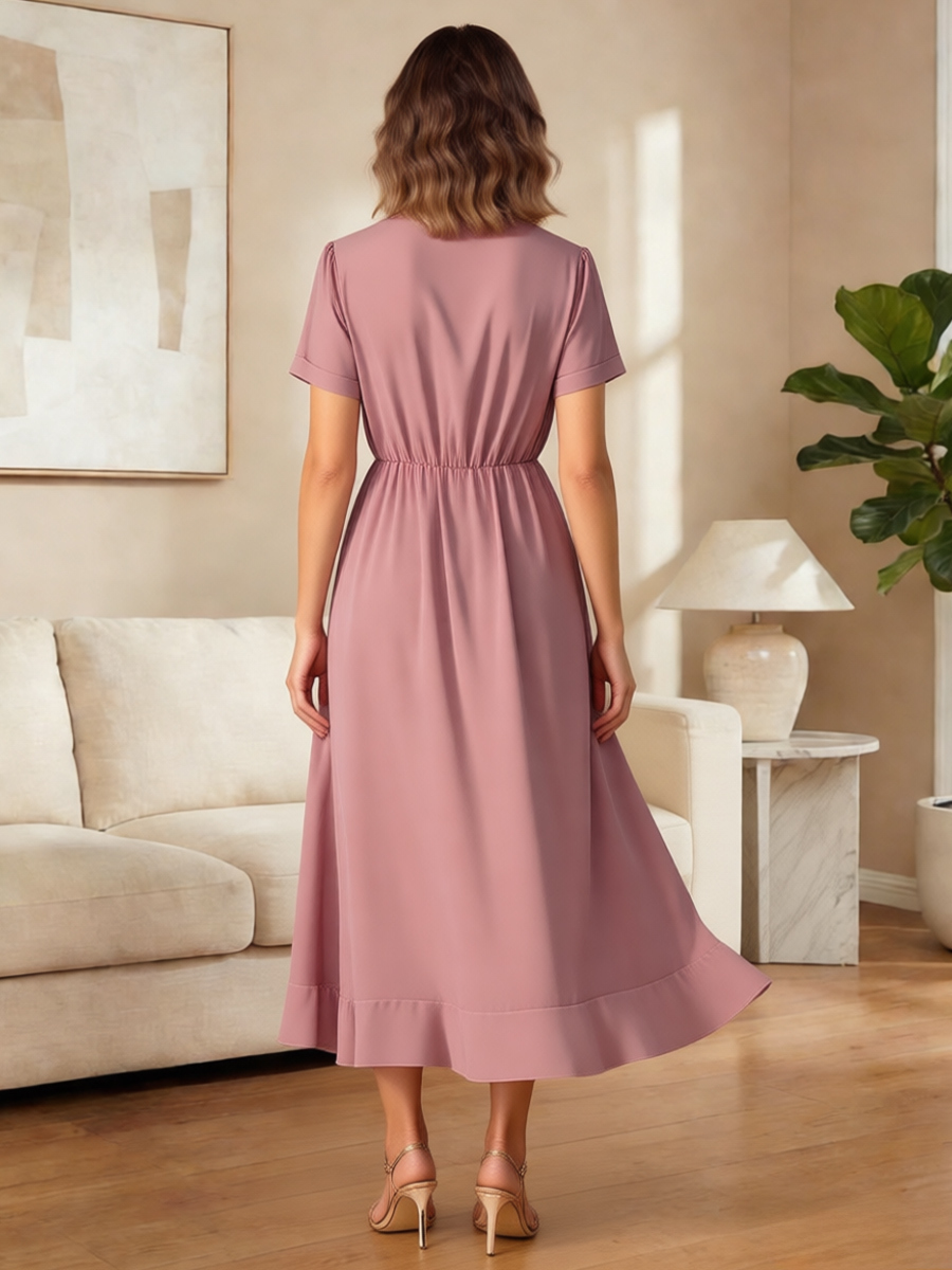 V Neck Chiffon Ruffles Mother of the Bride Dresses