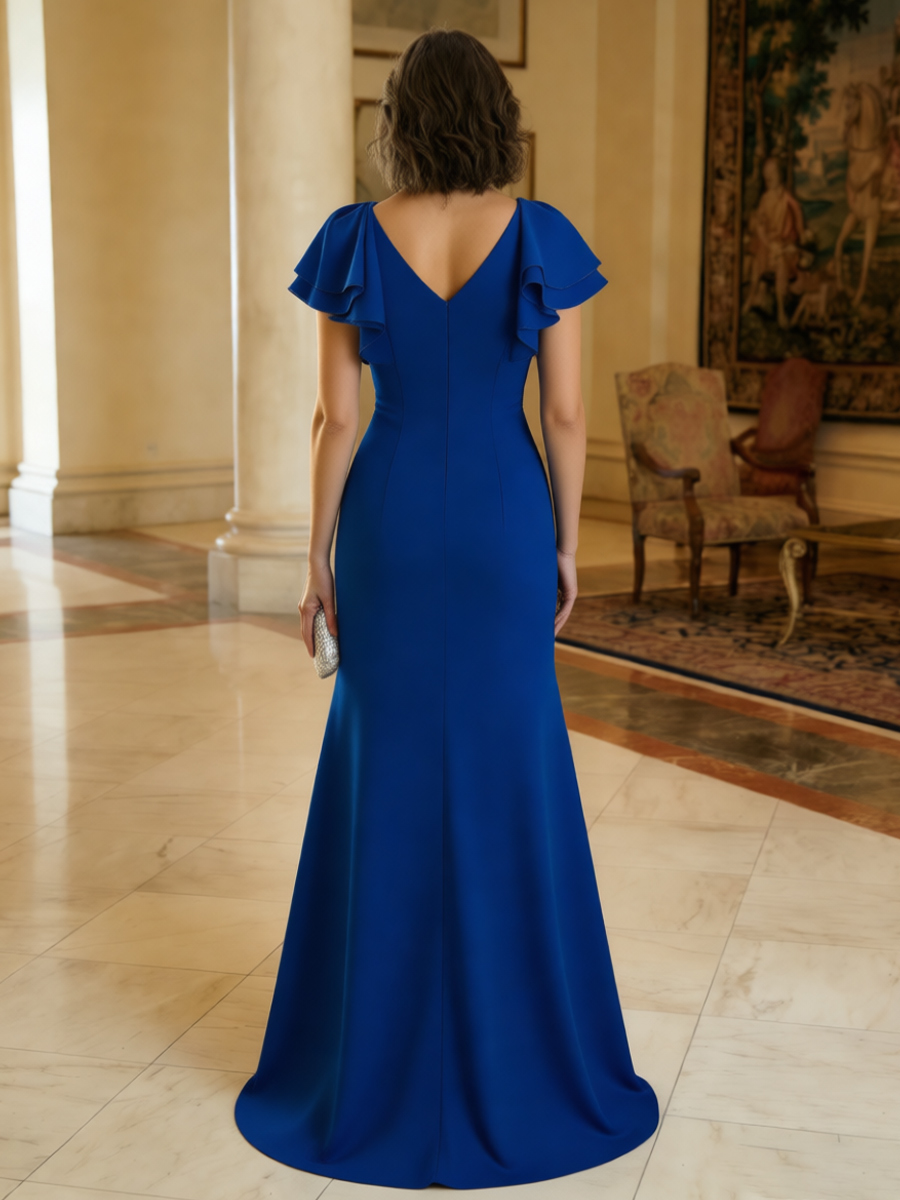 V Neck Satin Mother of the Bride Dresses