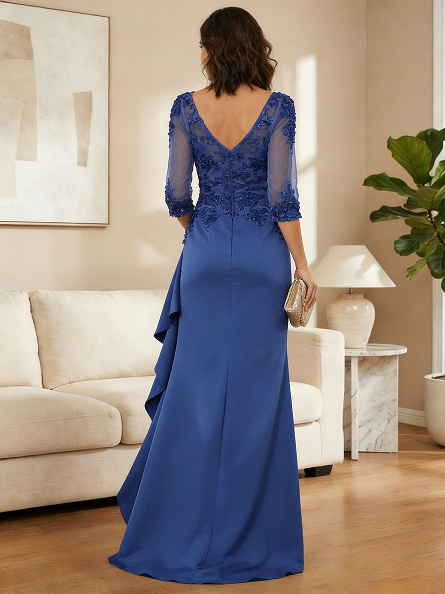 V Neck Chiffon Applique Mother of the Bride Dresses