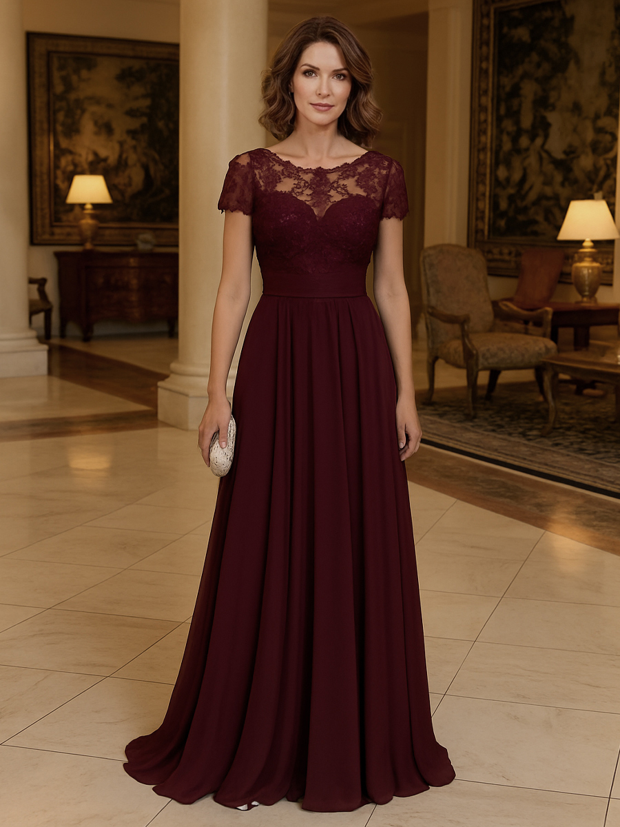 Scoop Neck Chiffon Mother of the Bride Dresses