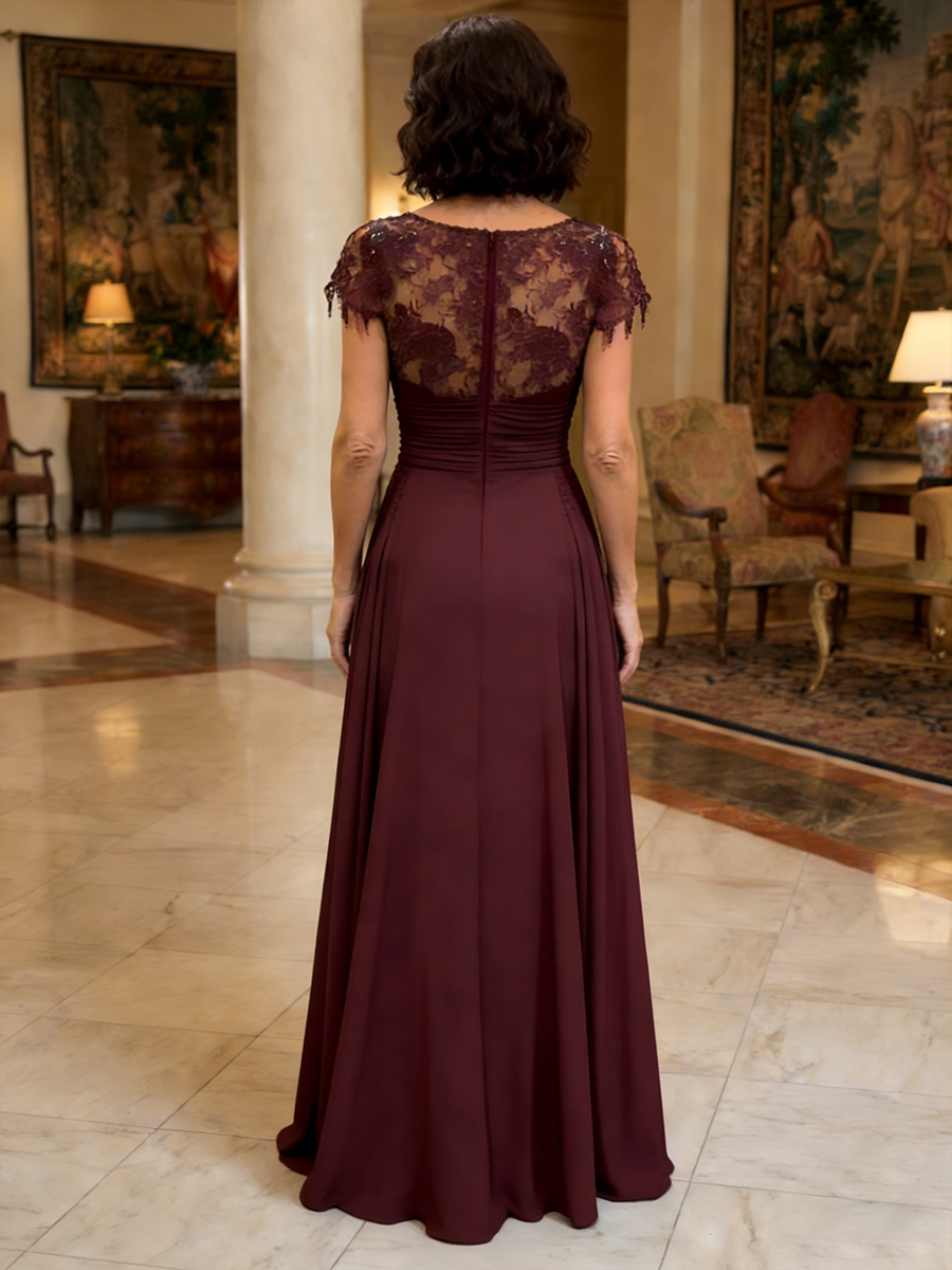 Scoop Neck Chiffon Mother of the Bride Dresses