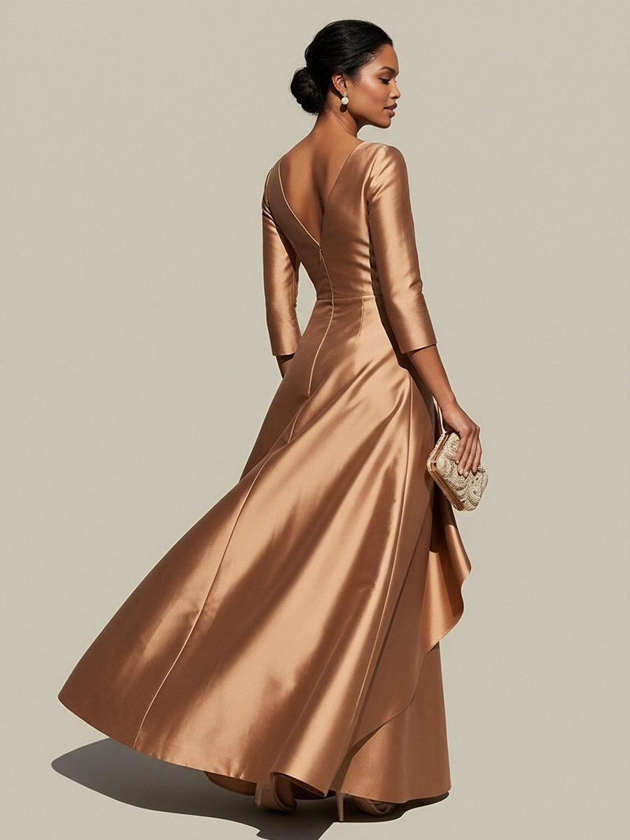 Ruffles V Neck A Line Mother of the Bride Dresses with Bow