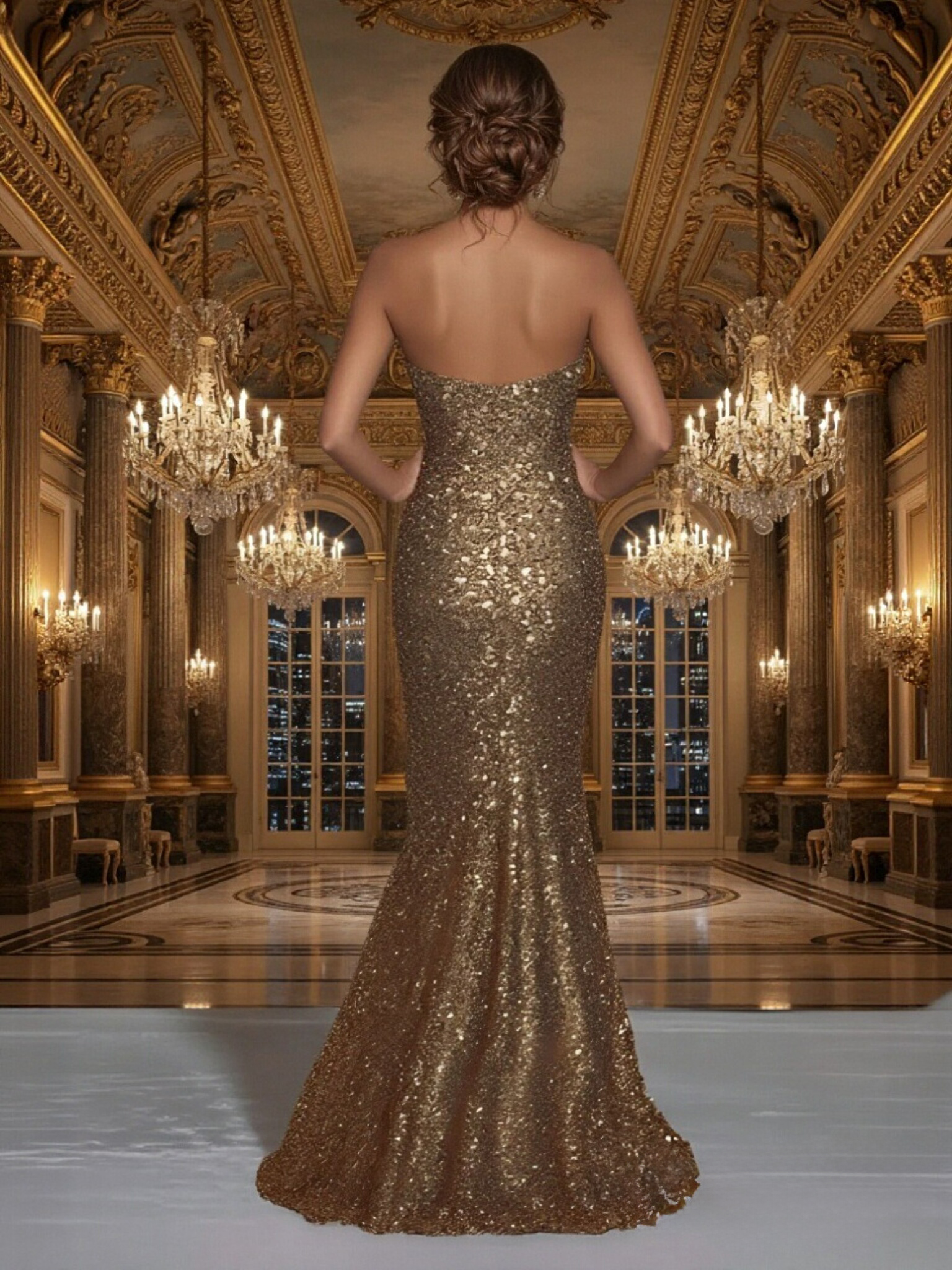 Sweetheart Sequin Mermaid Pleats Prom Dresses with Slit