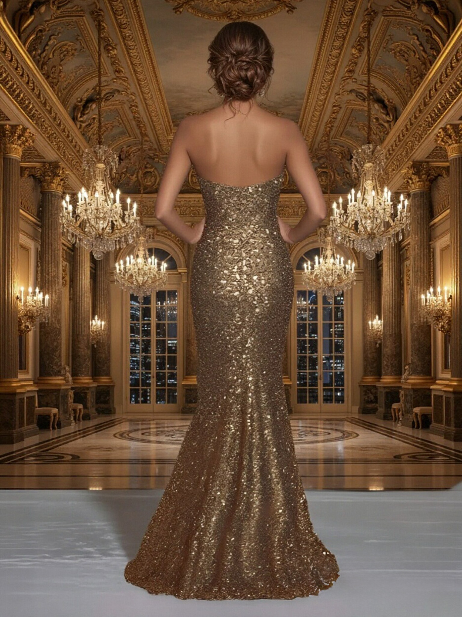 Sweetheart Sequin Mermaid Pleats Prom Dresses with Slit