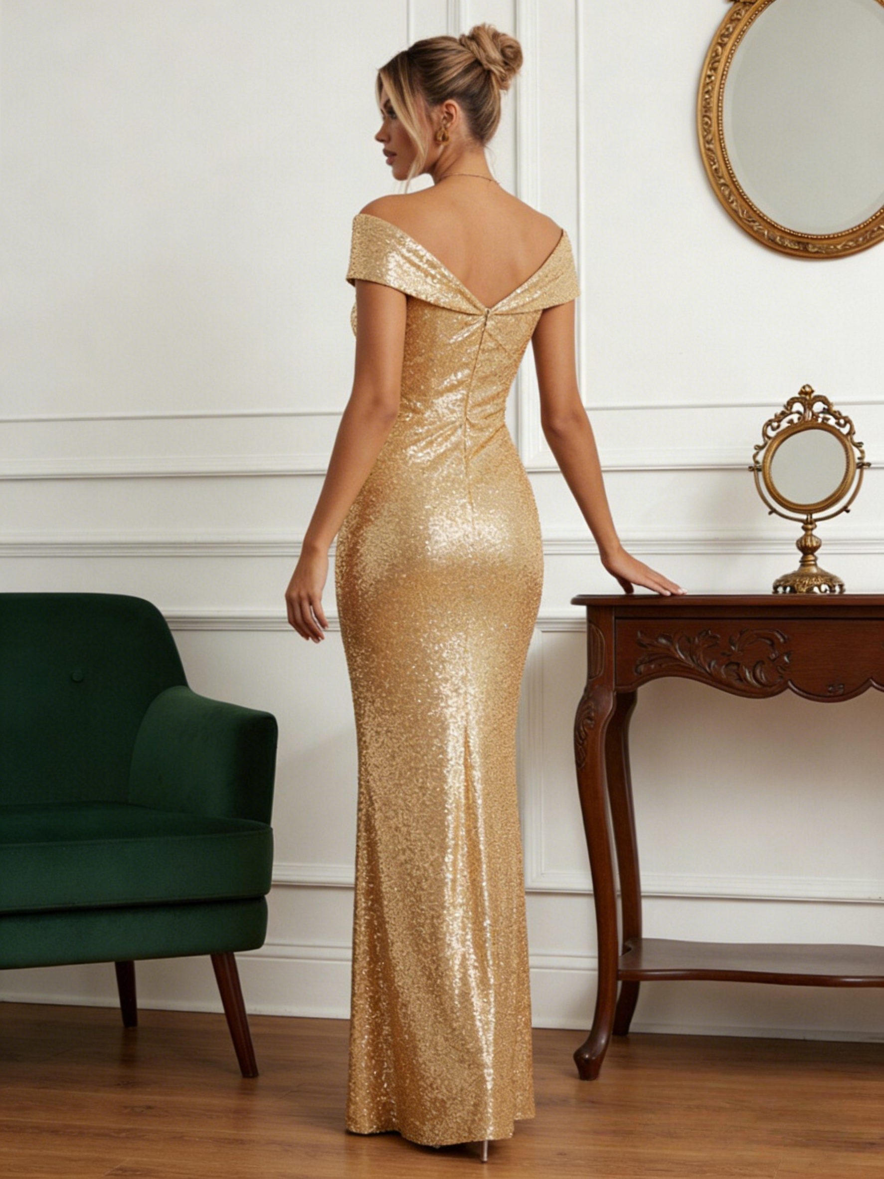 Off Shoulder Glitter Sequin Mermaid Prom Dresses