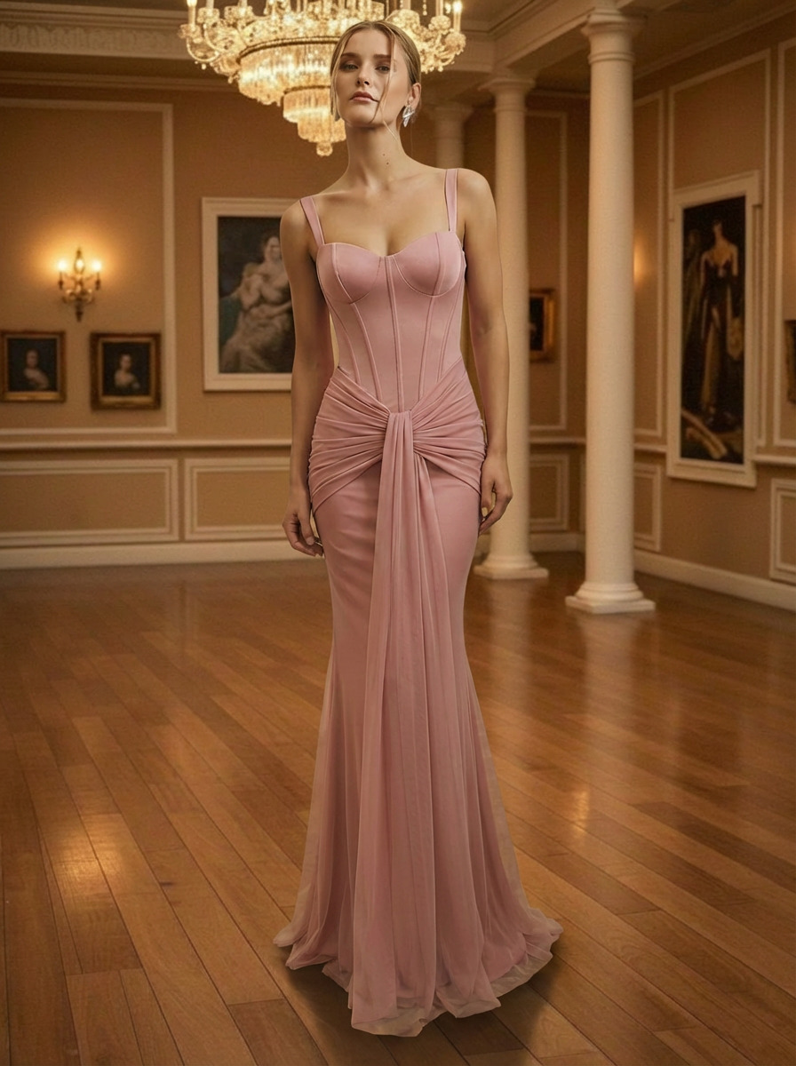 Spaghetti Straps Chiffon Mermaid Prom Dresses