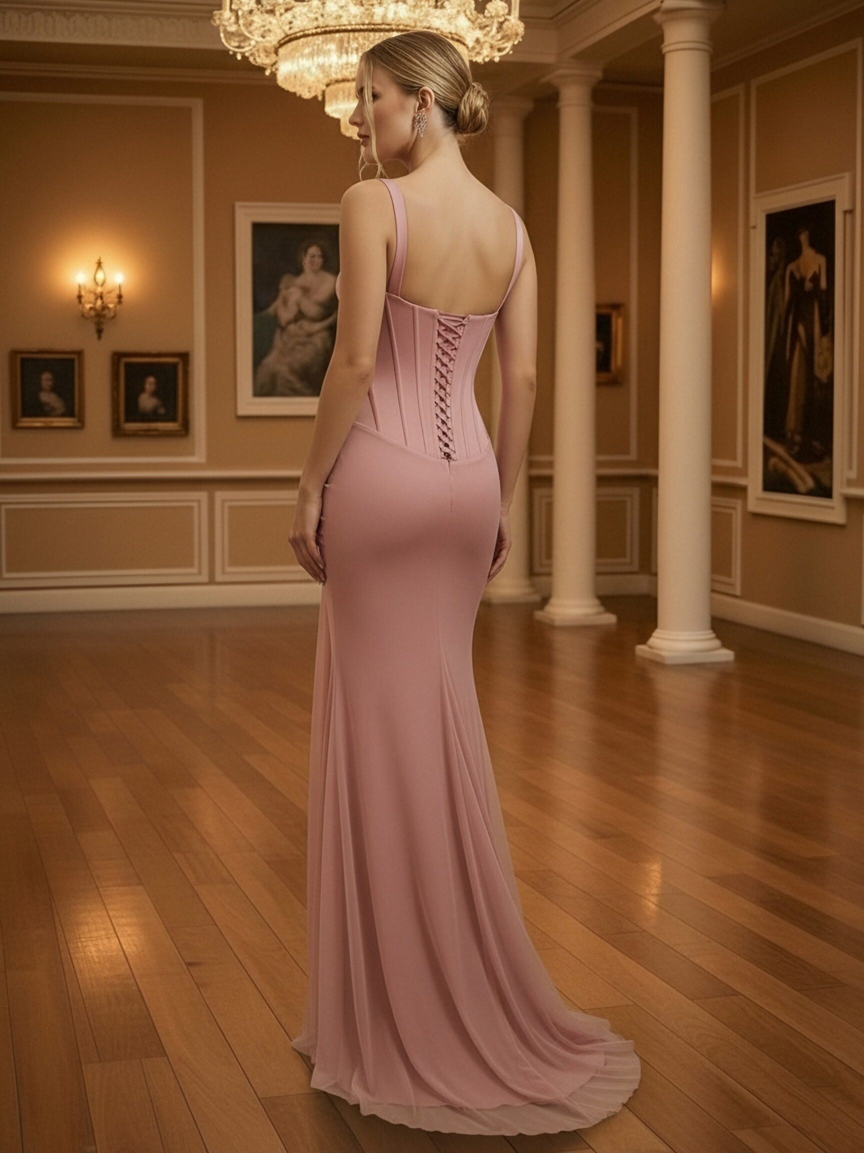 Spaghetti Straps Chiffon Mermaid Prom Dresses