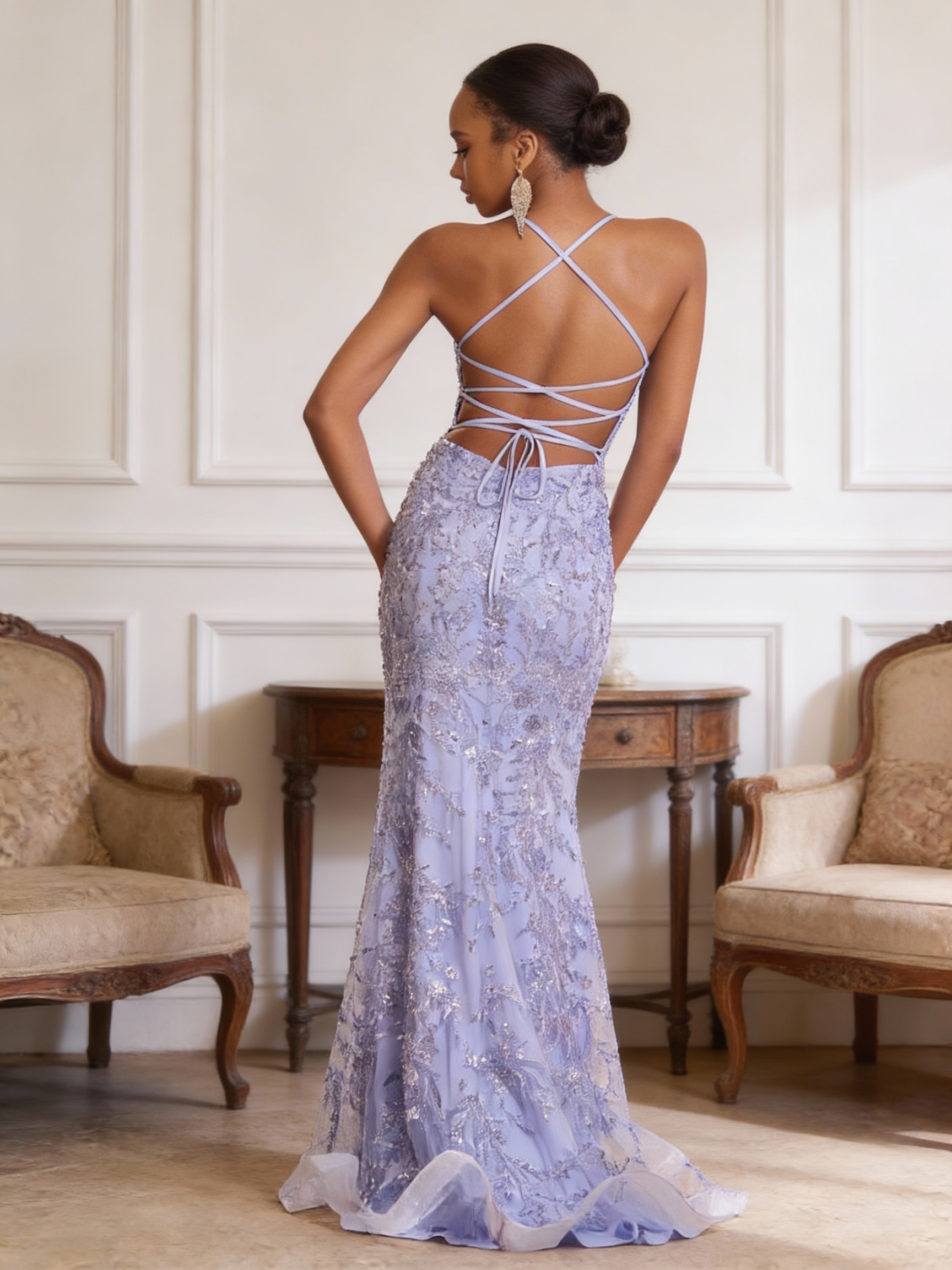 Spaghetti Straps Sweetheart Appliques Prom Dresses