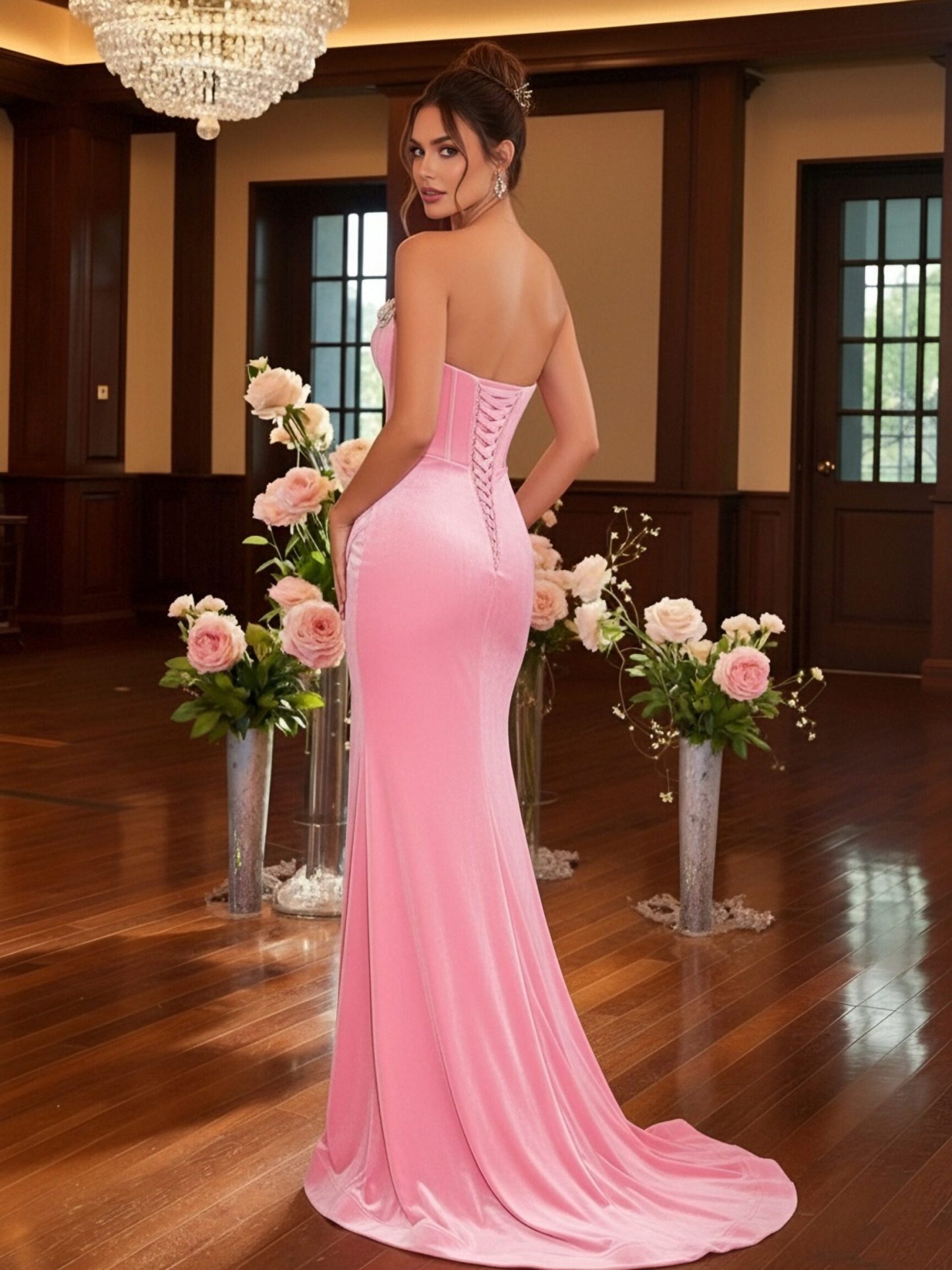 Strapless Sweetheart Satin Mermaid Prom Dresses with Slit