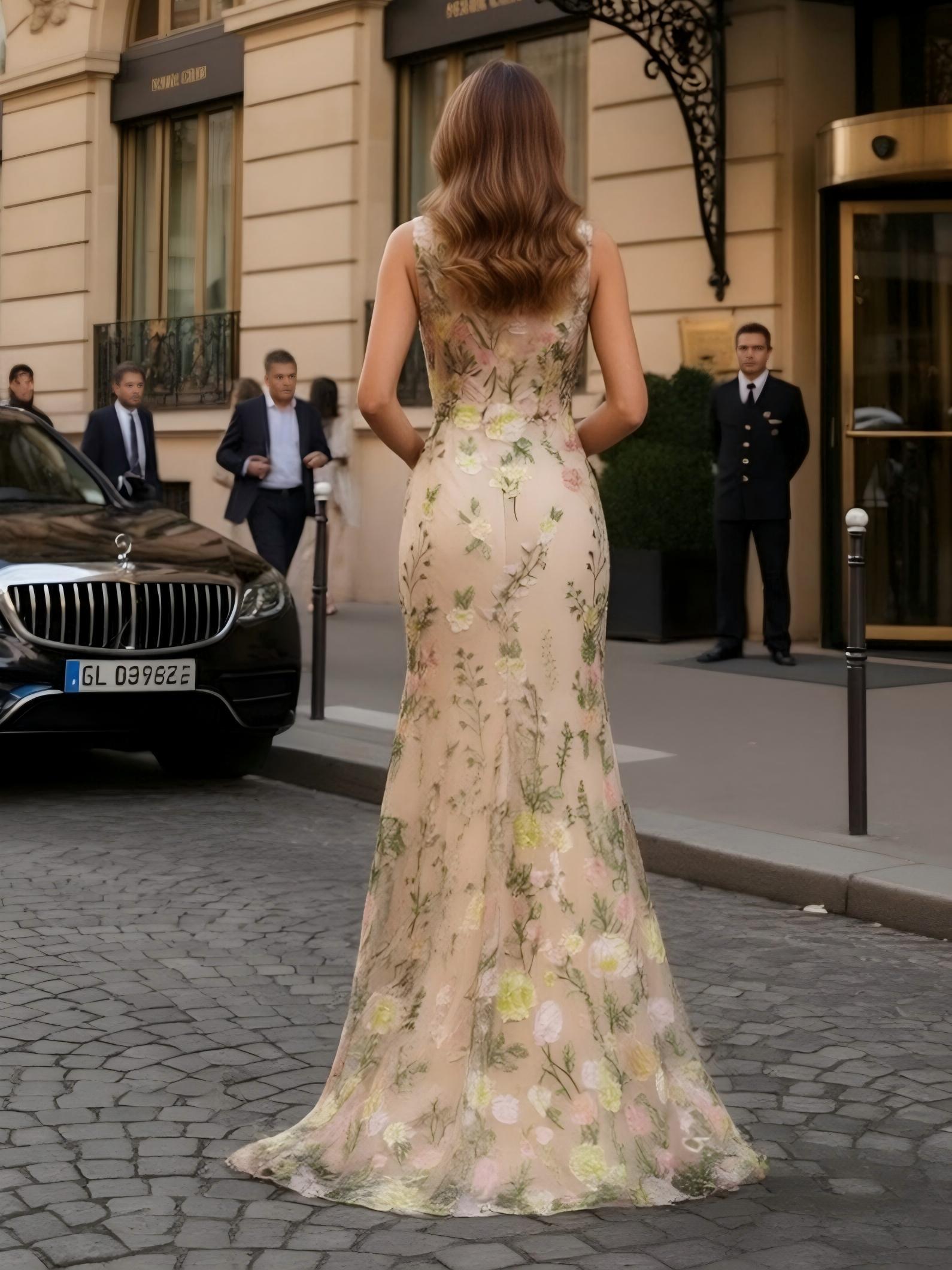 One Shoulder Applique Tulle Mermaid Sleeveless Formal Dresses