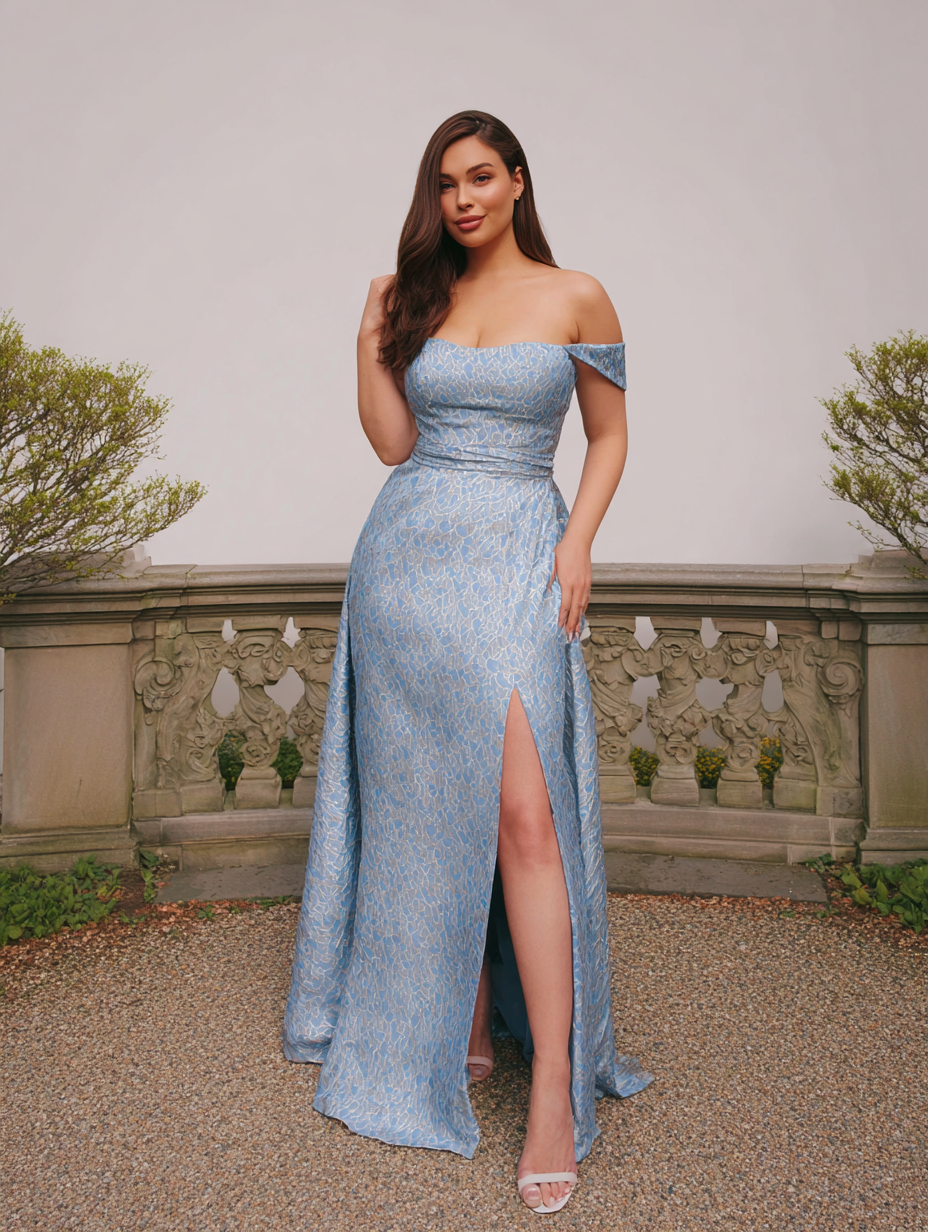 Off Shoulder Sweetheart A Line Formal Dresses with Slit