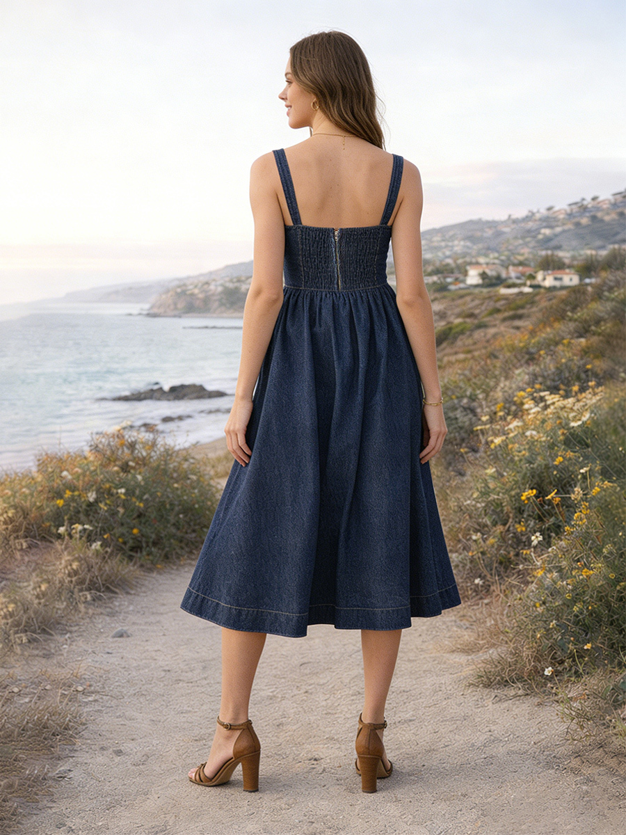 Spaghetti Strap Square Neck A Line Holiday Dresses