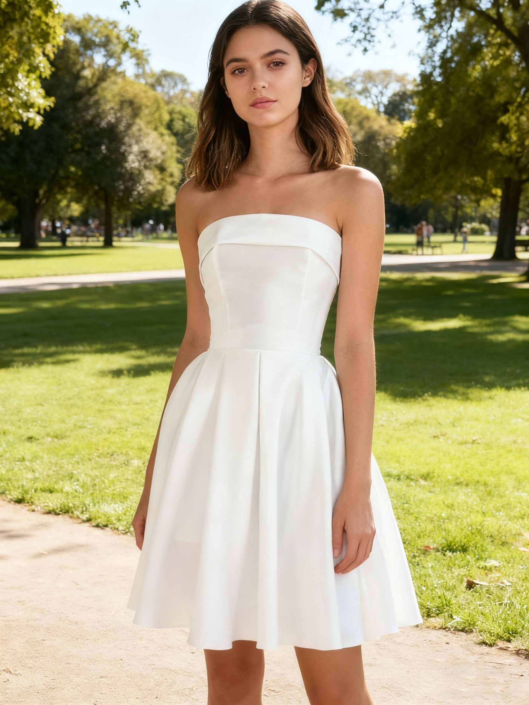 Strapless A Line Satin Mini Cocktail Dresses