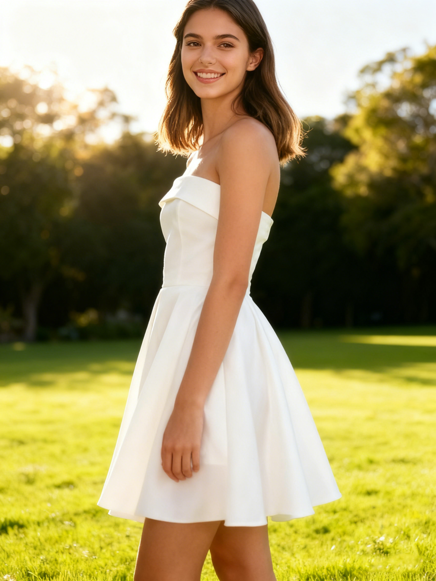 Strapless A Line Satin Mini Cocktail Dresses