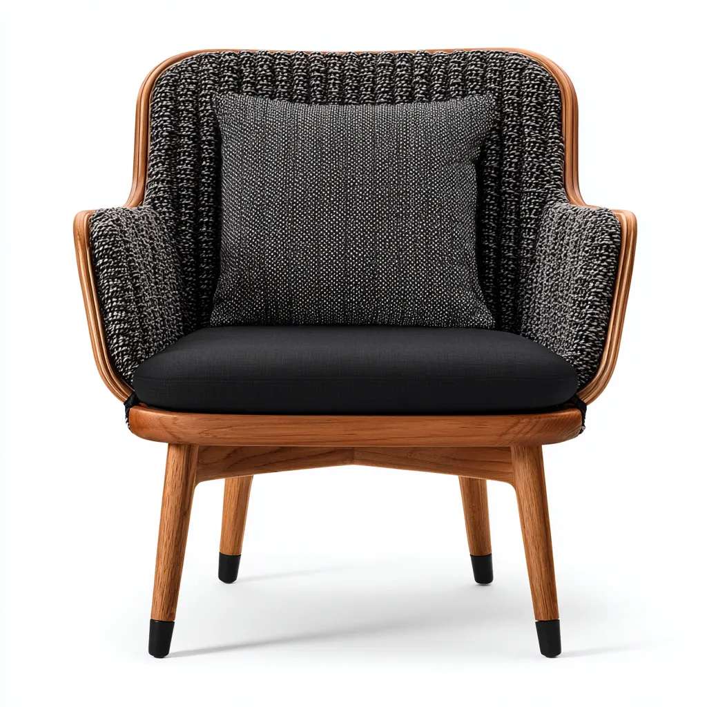 Poltrona da giardino-legno-tessuto-corda-71x69x84 cm-nero-design naturale-design moderno-Shelterza