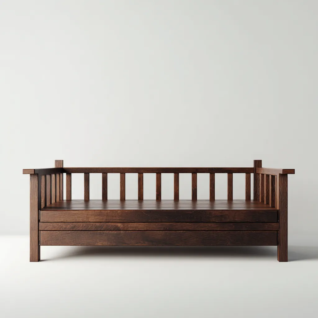 Divano letto-legno di pino-202x97x86 cm-mogano scuro-design rustico-Shelterza