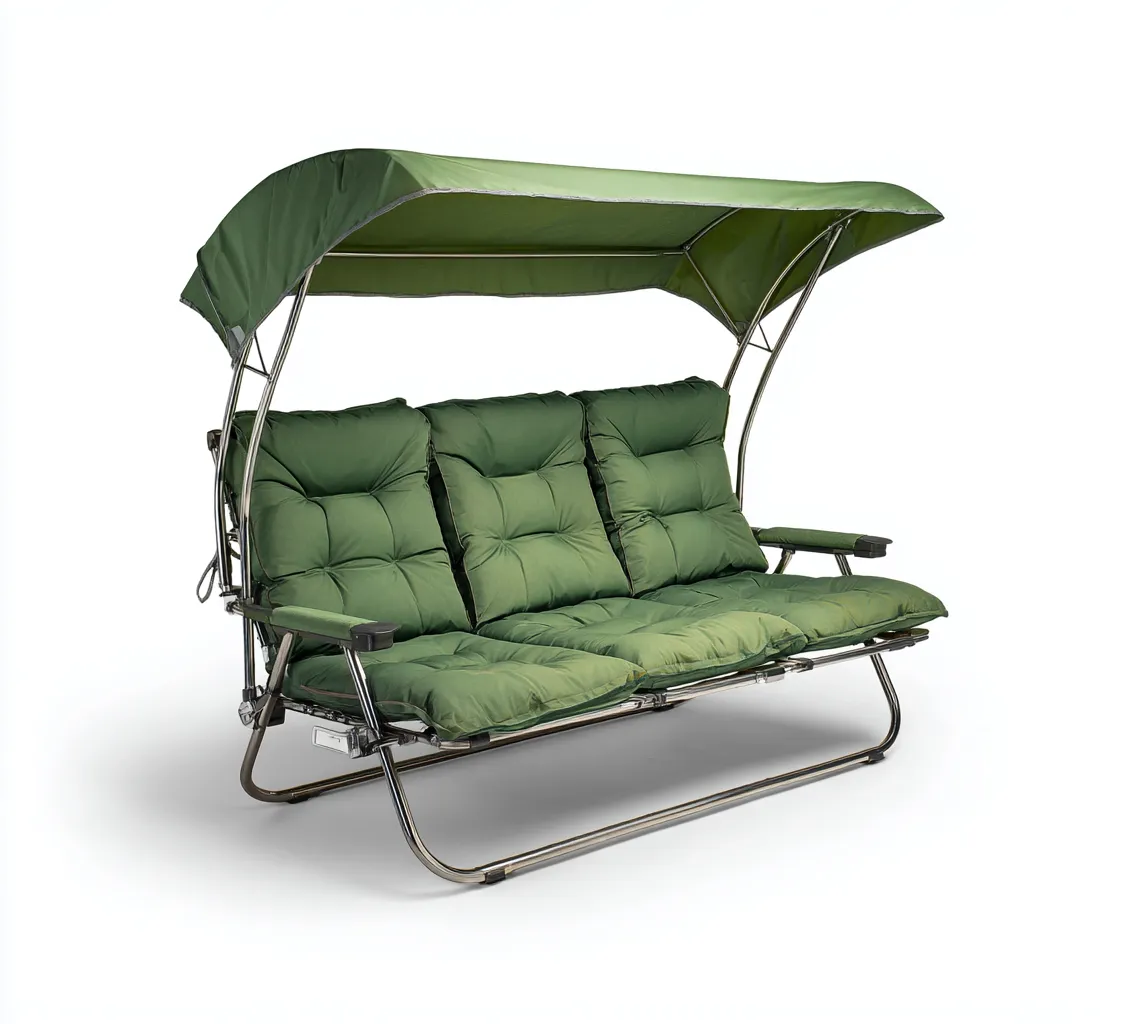 Dondolo da giardino-metallo-tessuto-228x147x186 cm-verde-design moderno-Shelterza