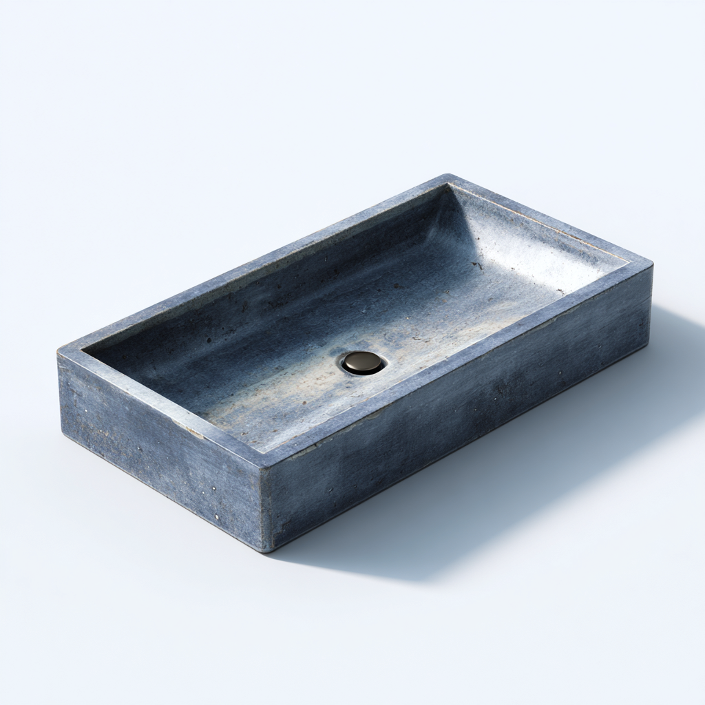 Lavabo - cemento - 58x32x11 cm - blu - design moderno-Shelterza