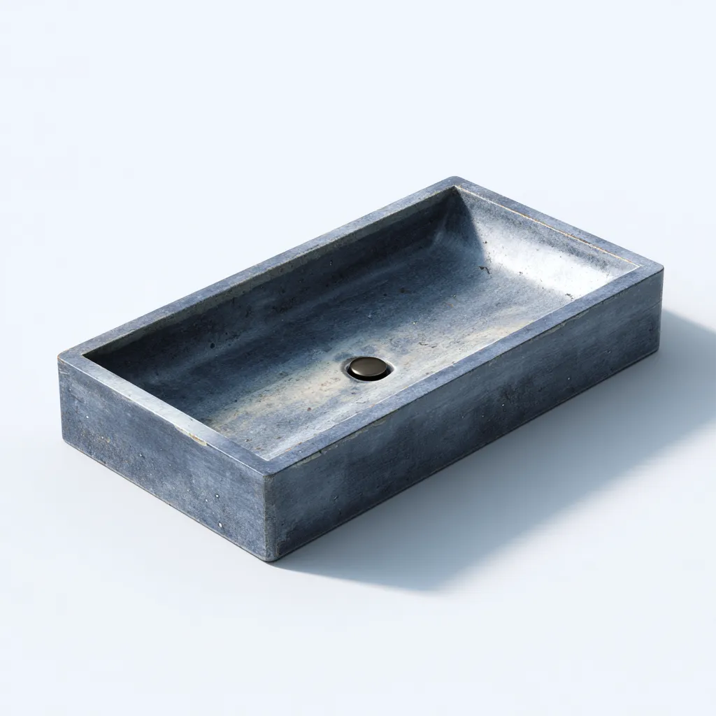 Lavabo - cemento - 58x32x11 cm - blu - design moderno-Shelterza