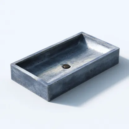 Lavabo - cemento - 58x32x11 cm - blu - design moderno-Shelterza