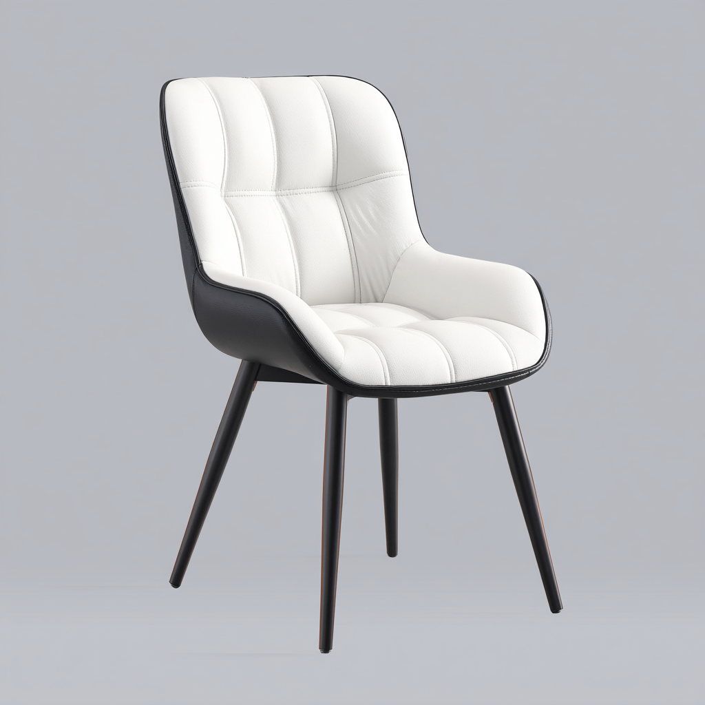 Sedia da pranzo - pelle sintetica - metallo - 56x50x85 cm - bianco-nero - design moderno-Shelterza