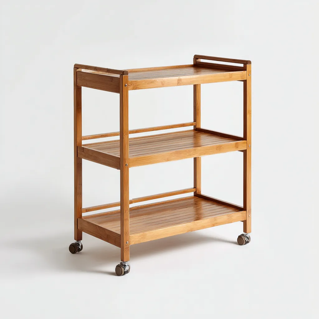 Carrello da cucina-bambù-78x36x84 cm-legno naturale-design minimale-Shelterza