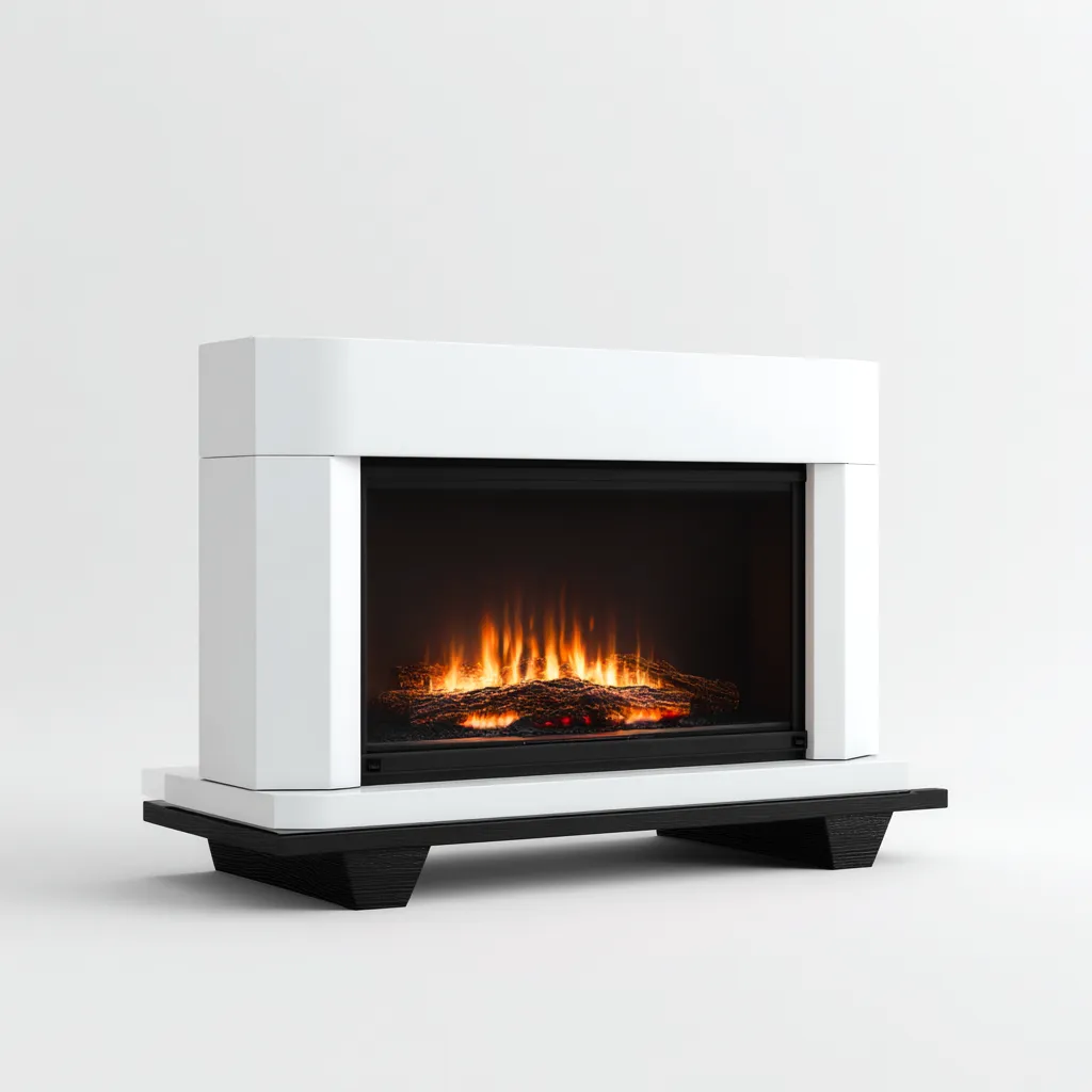 Camino elettrico - MDF-vetro - 118x32x85 cm - bianco-nero - design moderno-Shelterza