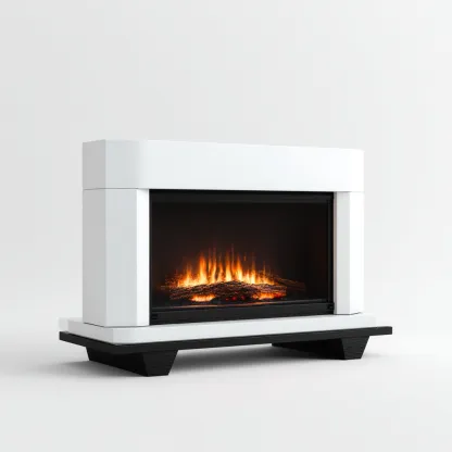 Camino elettrico - MDF-vetro - 118x32x85 cm - bianco-nero - design moderno-Shelterza