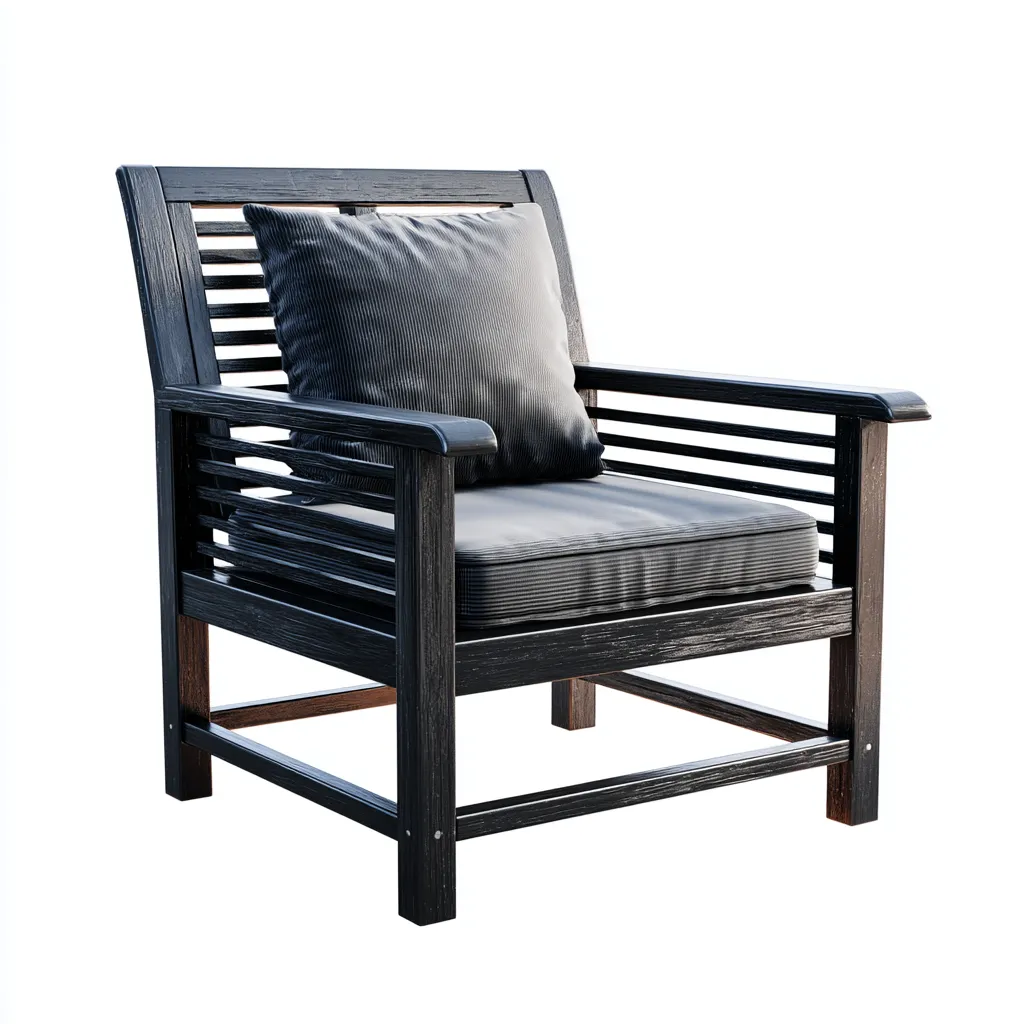 Poltrona da giardino-legno-tessuto-67x74x85 cm-nero-design moderno-Shelterza