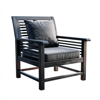 Poltrona da giardino-legno-tessuto-67x74x85 cm-nero-design moderno-Shelterza