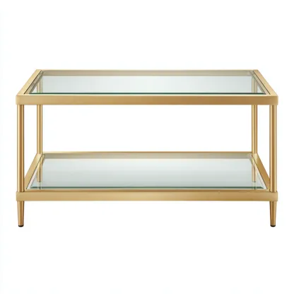 Tavolino da caffè - vetro-metallo - 110x60x45 cm - oro - design moderno-Shelterza