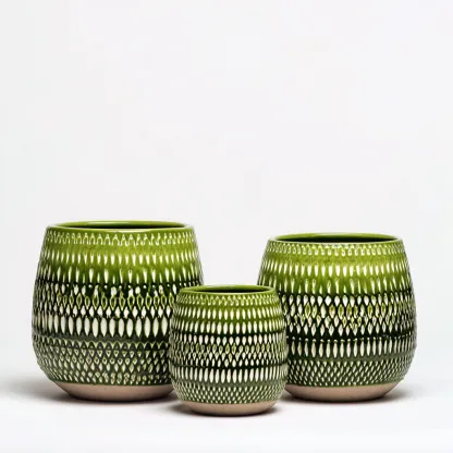 Vasi per piante-ceramica-28x28x26 cm-22x22x20 cm-16x16x18 cm-verde-design contemporaneo-Shelterza