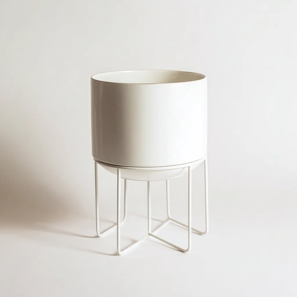 Vasi e supporti per piante-metallo-30x30x48 cm-bianco-design moderno-Shelterza