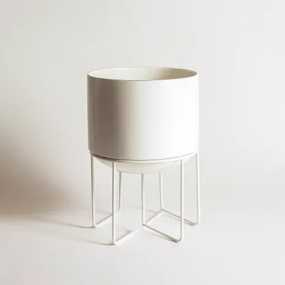 Vasi e supporti per piante-metallo-30x30x48 cm-bianco-design moderno-Shelterza